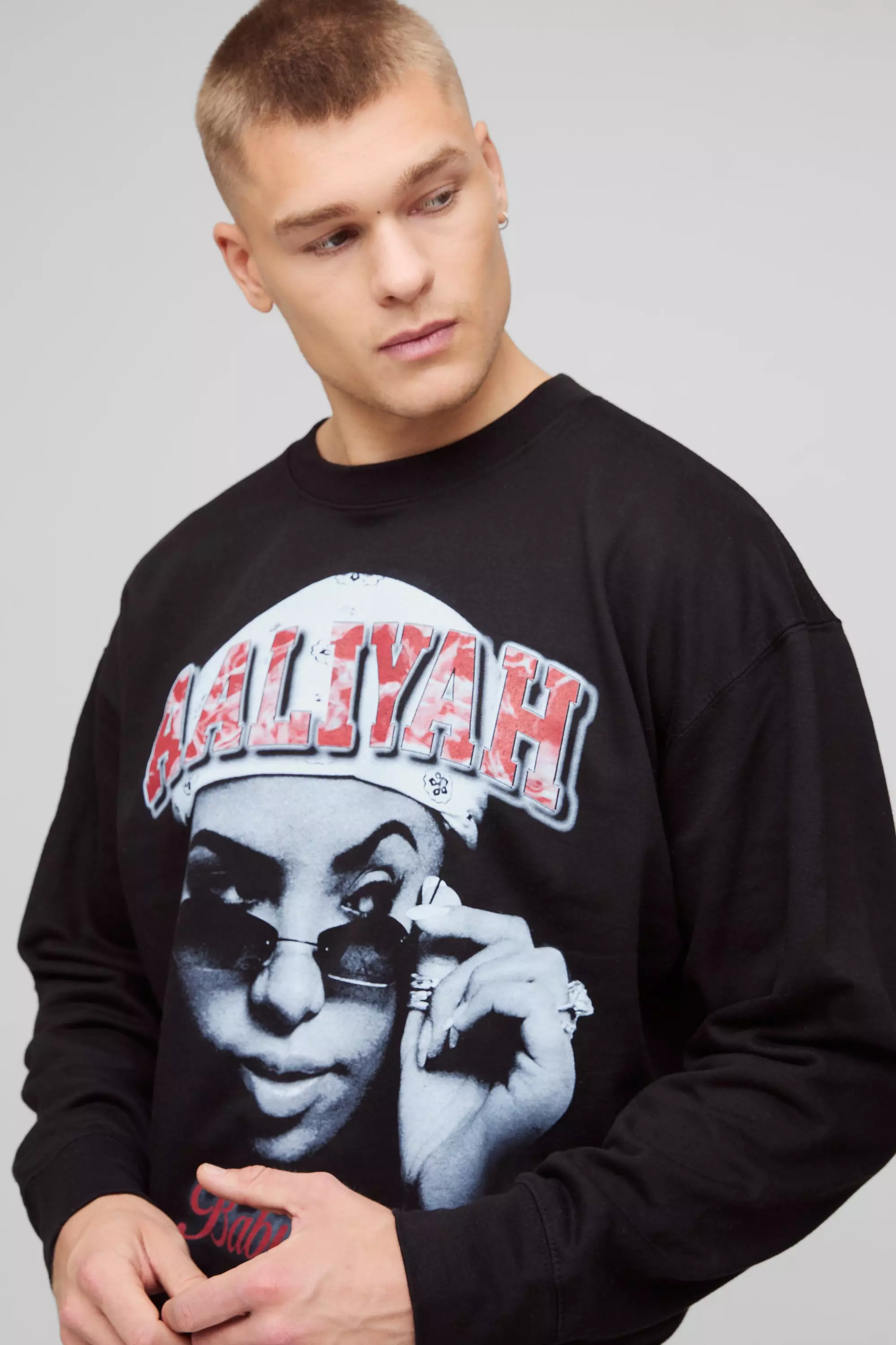 Black Oversized Aaliyah License Print Sweatshirt alternative image