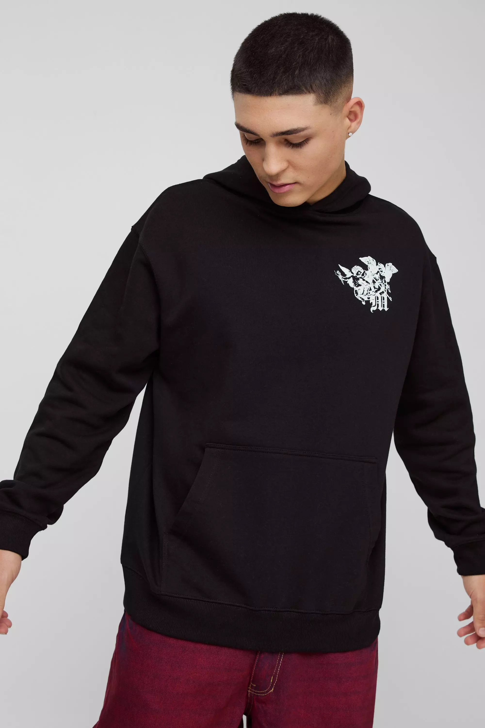 Oversize Hoodie mit Renaissance Print, Black alternatives Bild