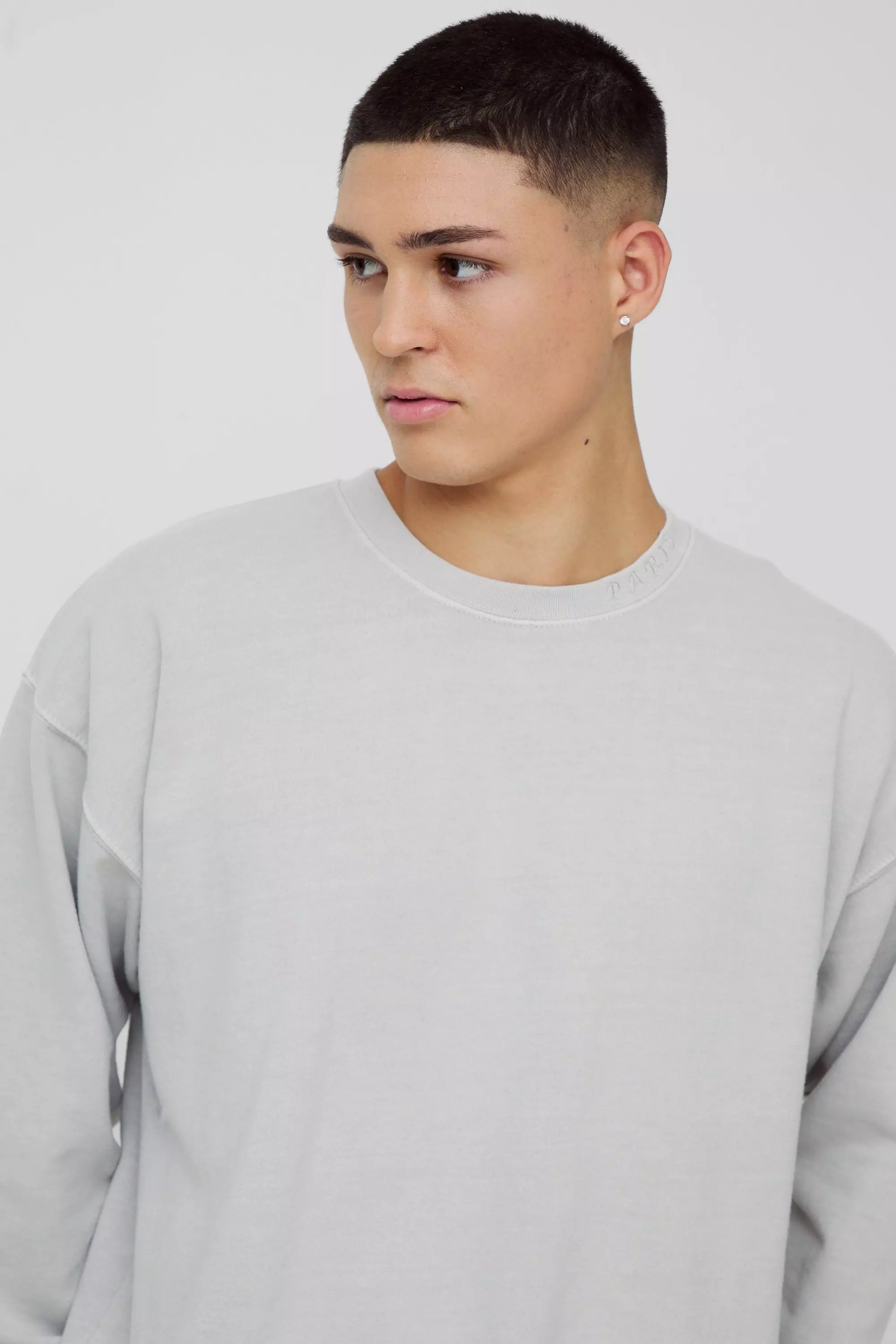 Stone Oversized Geborduurde Gebleekte Paris Trui alternatieve afbeelding