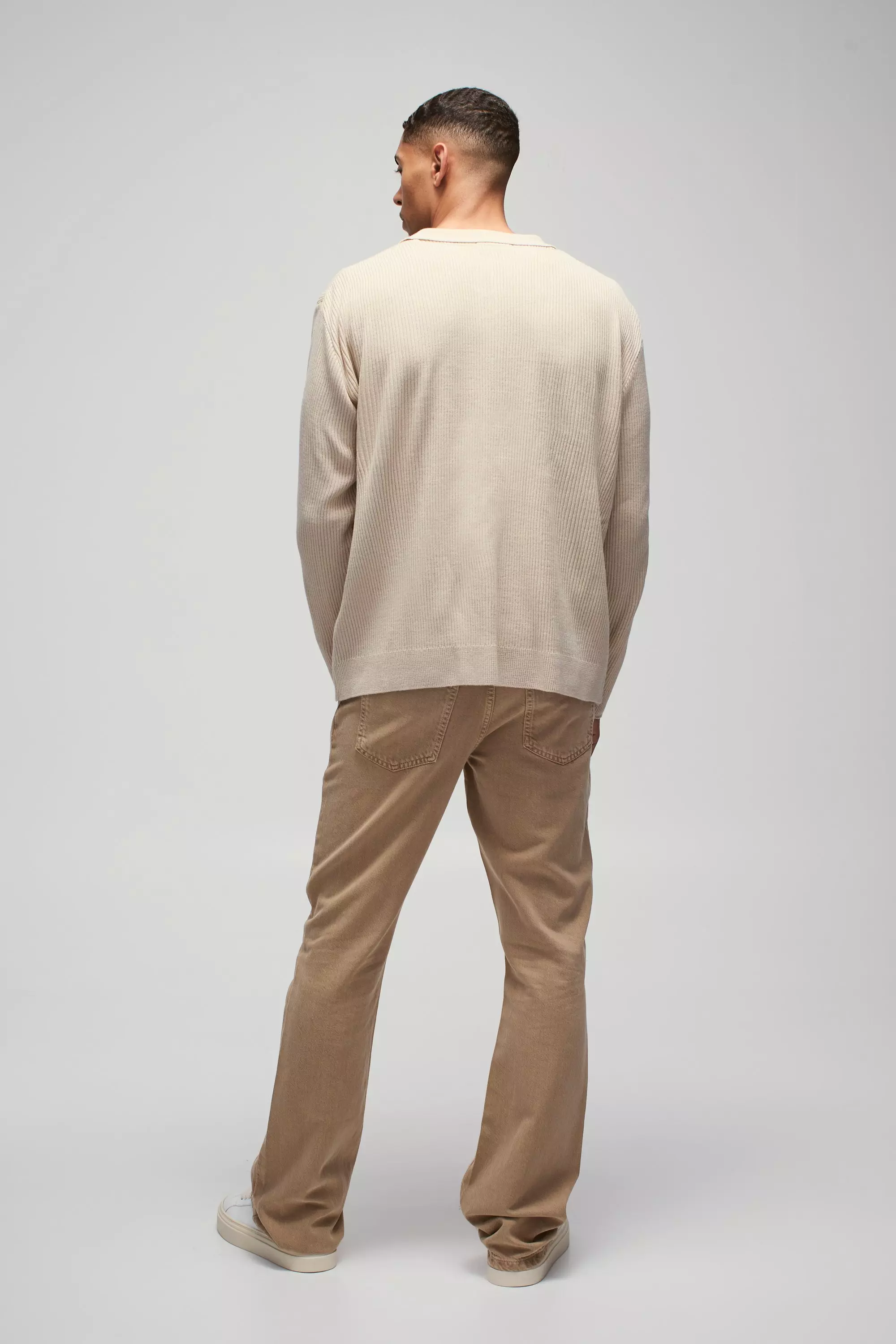 Stone Oversized Ribbed Revere Neck Knitted Polo alternative image