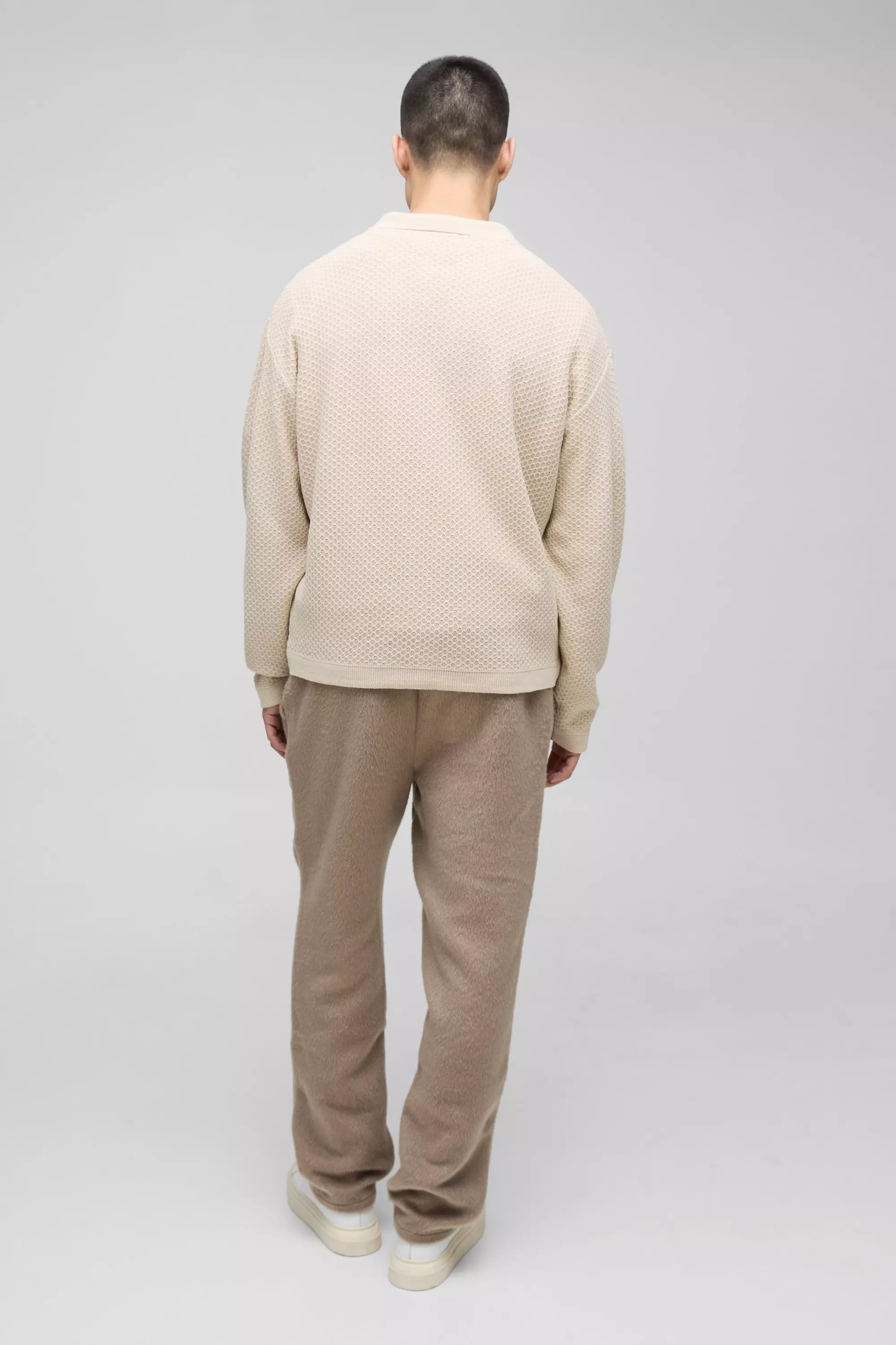 Stone Oversized Boxy Knitted Revere Polo alternative image