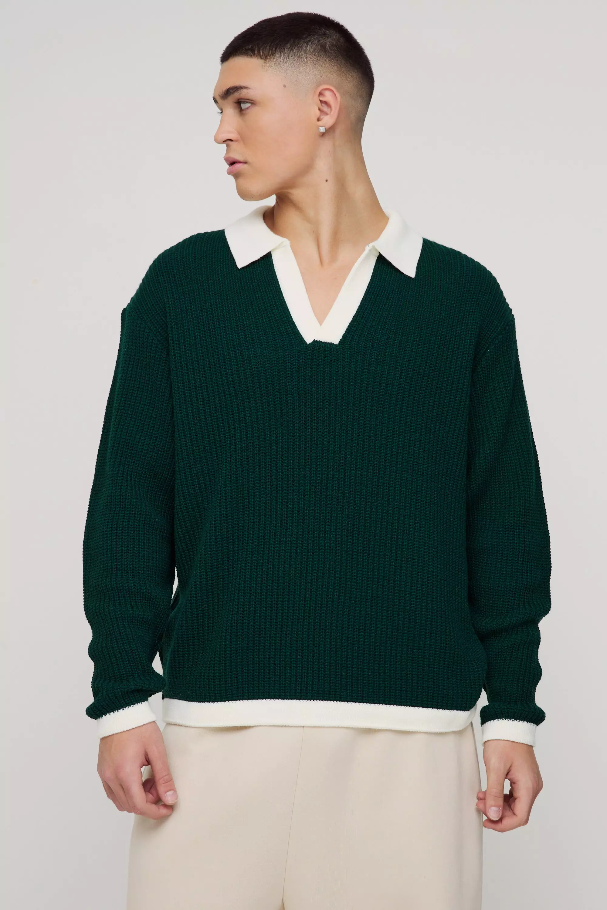 Kastiges Oversize Kontrast-Poloshirt, Forest alternatives Bild