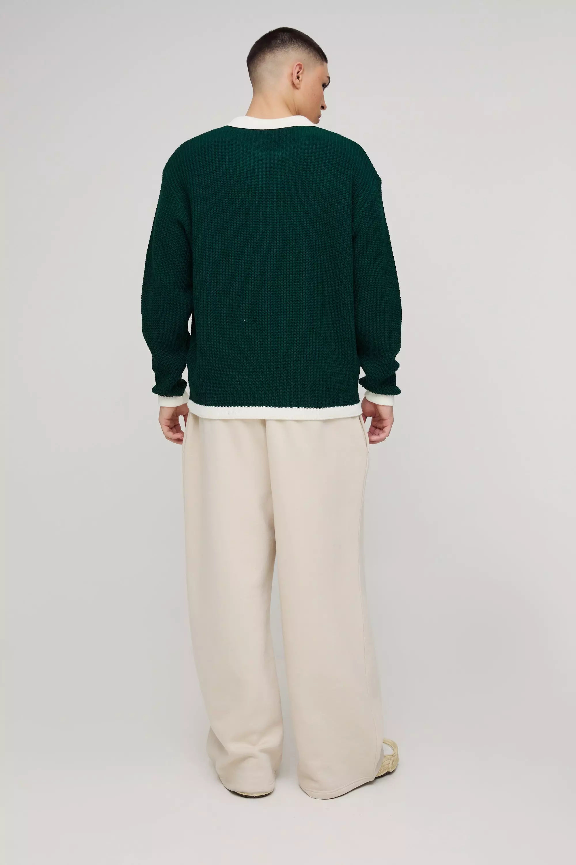 Kastiges Oversize Kontrast-Poloshirt, Forest alternatives Bild
