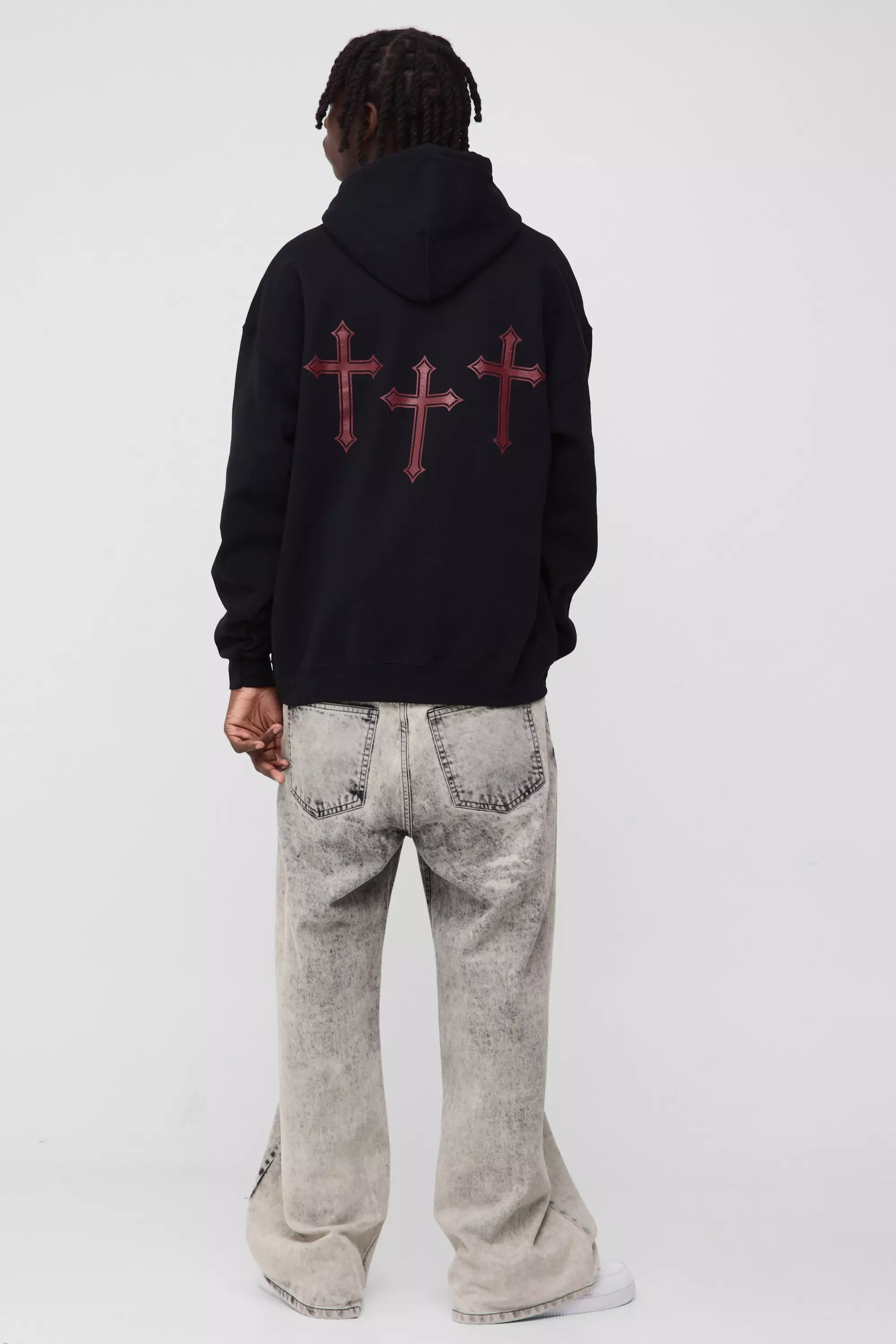 Black Oversized Homme Cross Graphic Hoodie alternative image
