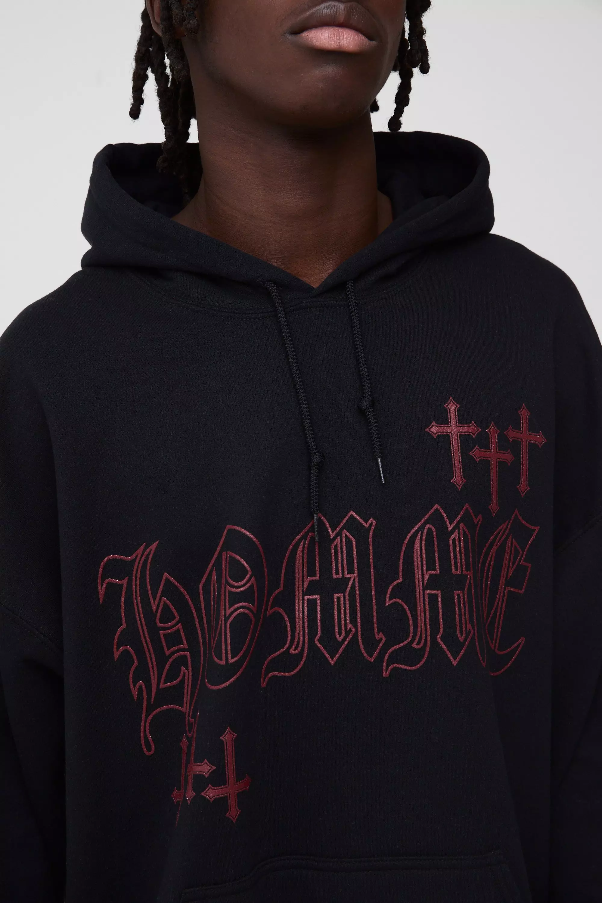 Black Oversized Homme Cross Graphic Hoodie alternative image