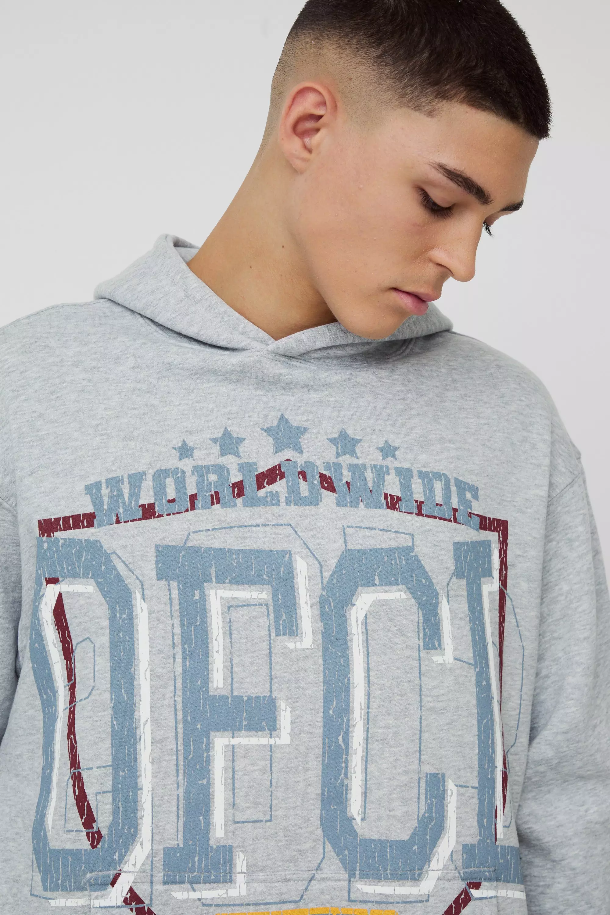 Grey marl Oversized Homme Varsity Hoodie alternative image