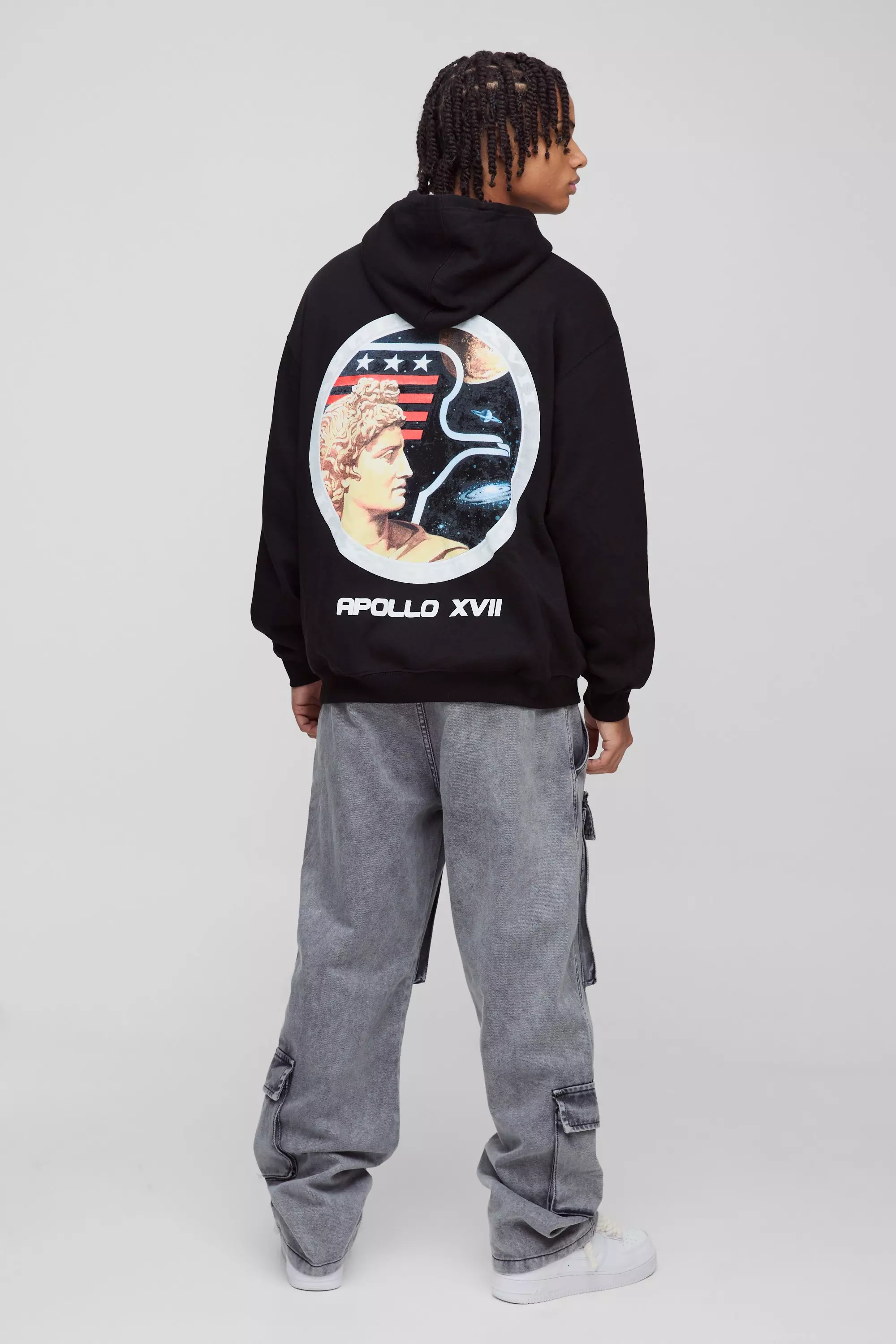 Black Oversized NASA License Print Hoodie alternative image