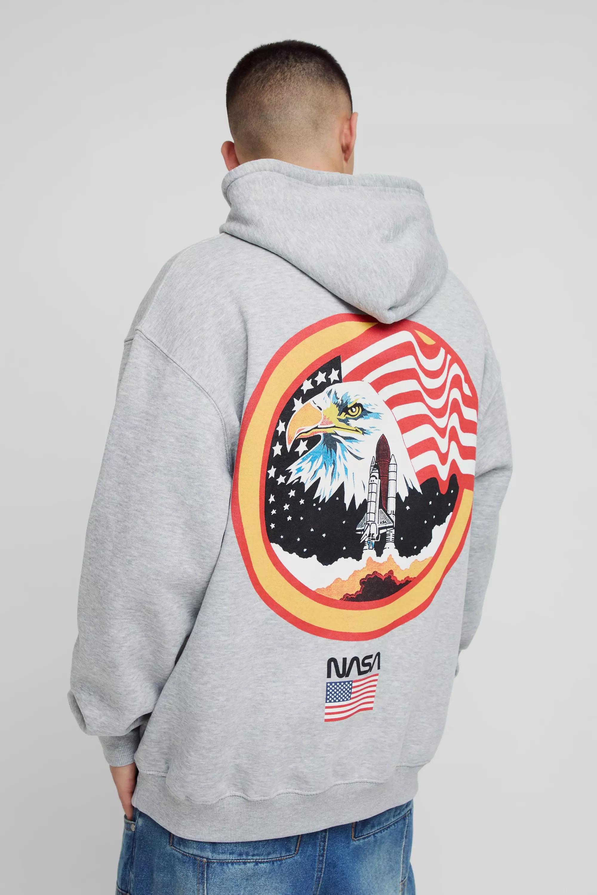 Oversized NASA License Print Hoodie boohooMAN UK