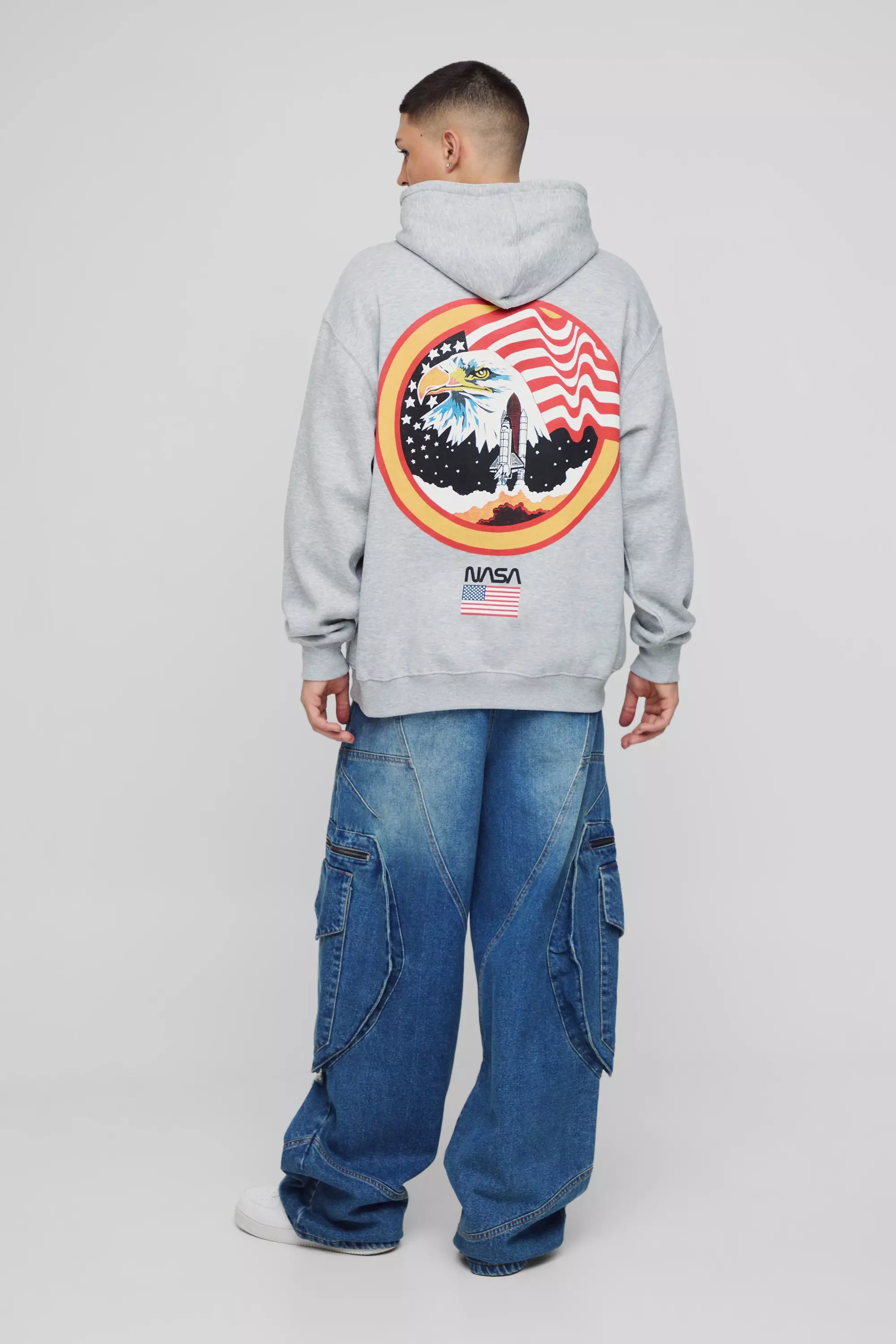 Charcoal Oversized NASA License Print Hoodie alternative image