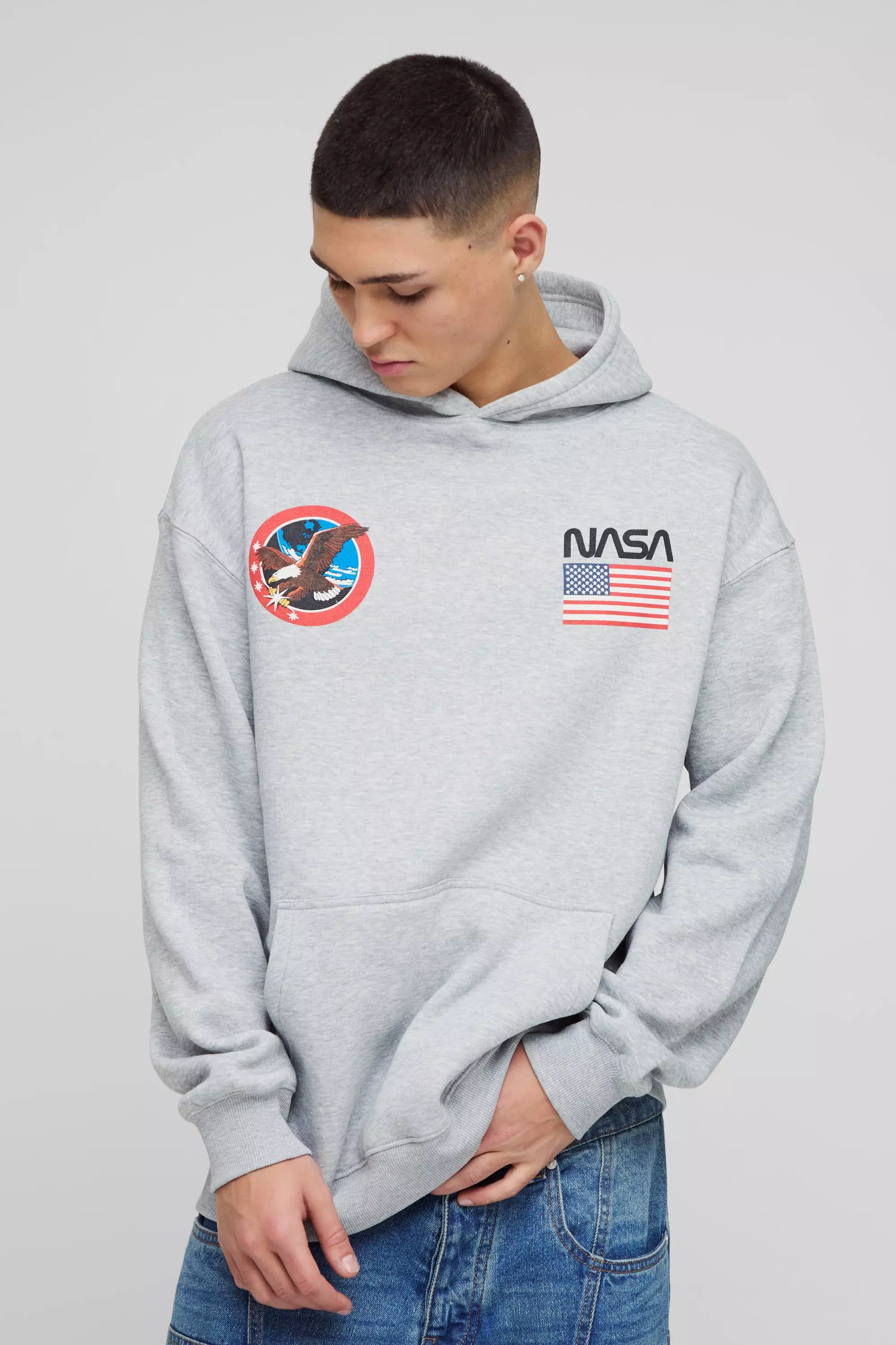 Charcoal Oversized NASA License Print Hoodie alternative image
