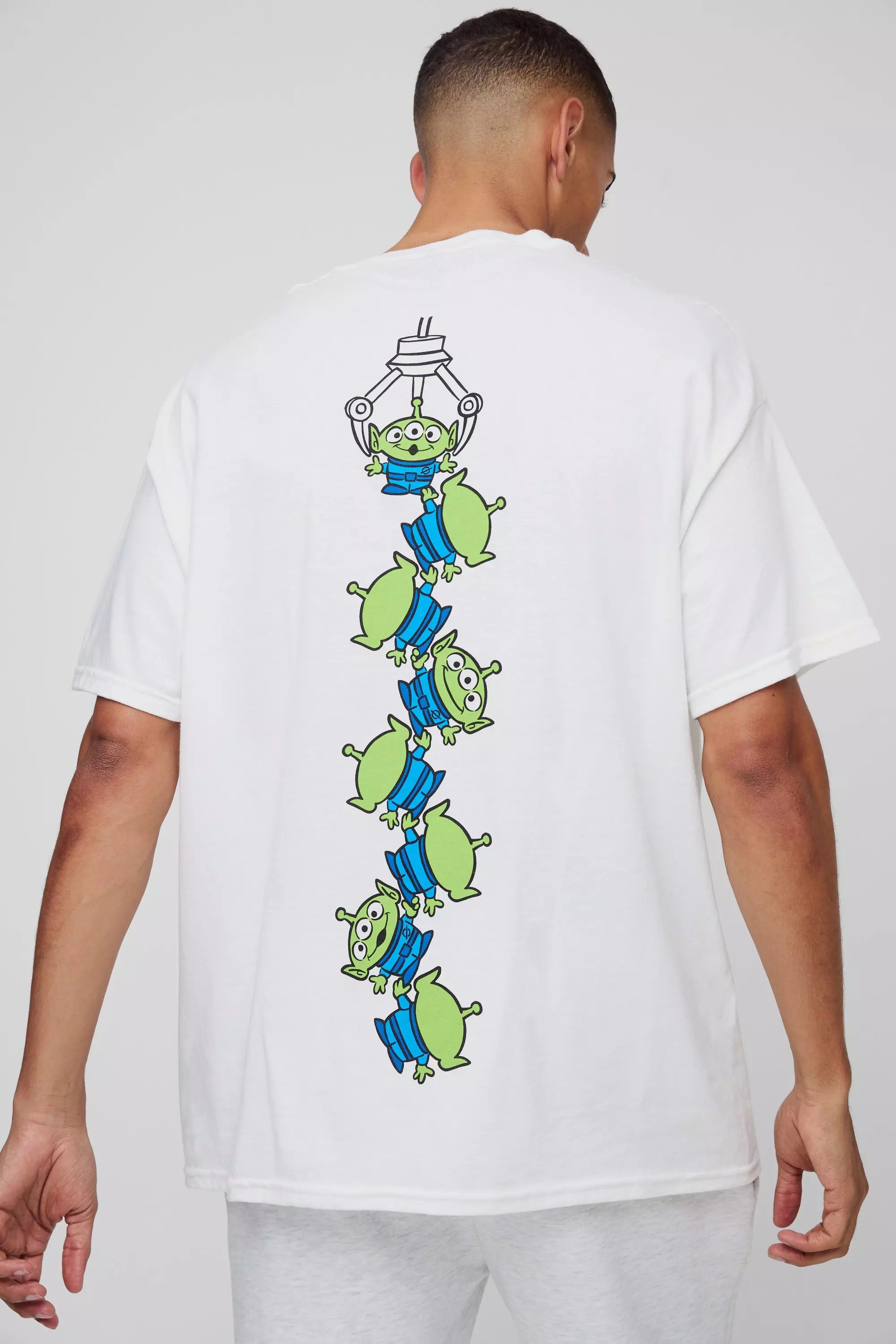 Oversized Pixar Toy Story Aliens License Print T-Shirt White