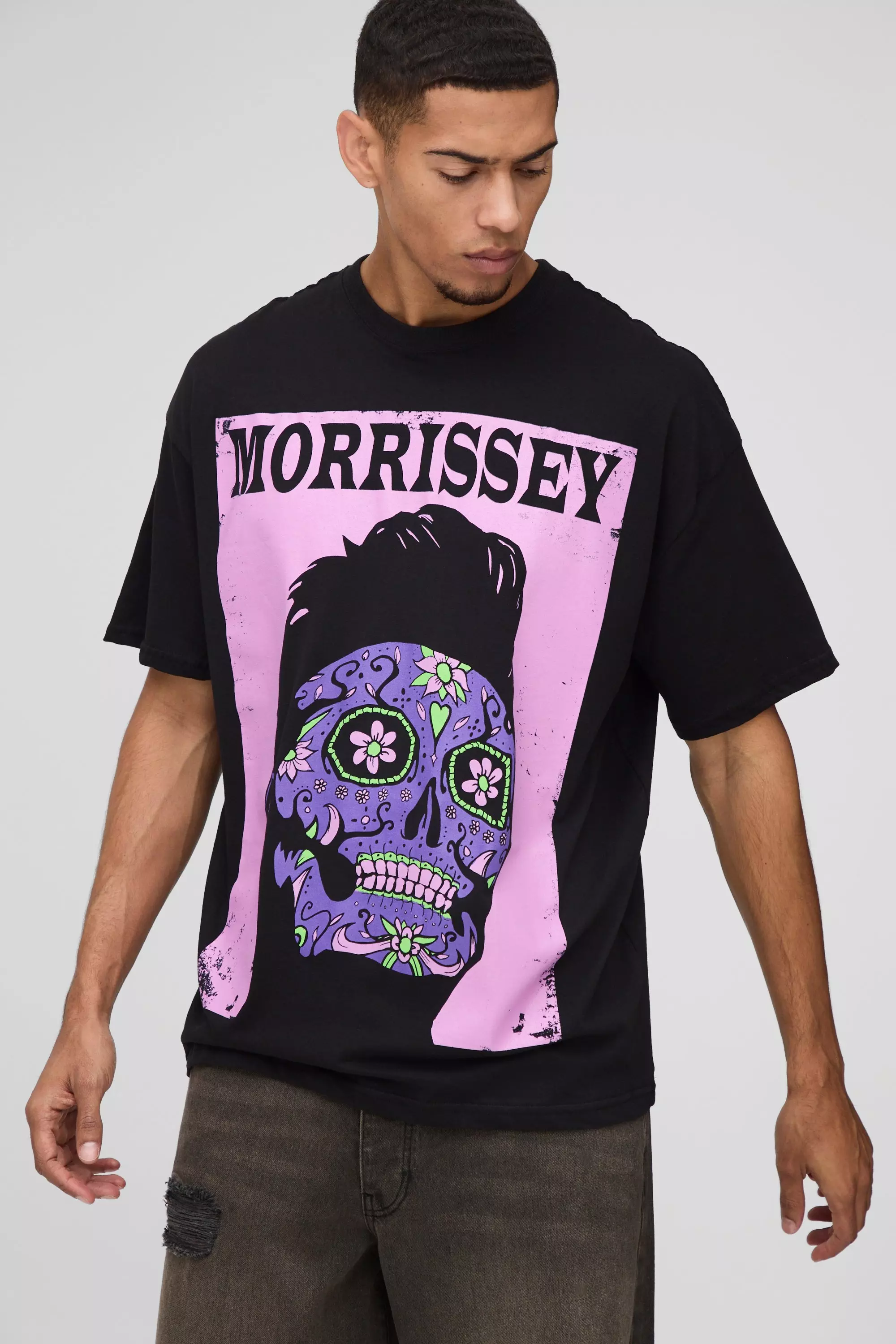 Black Oversized Morrissey License Print T-Shirt alternative image