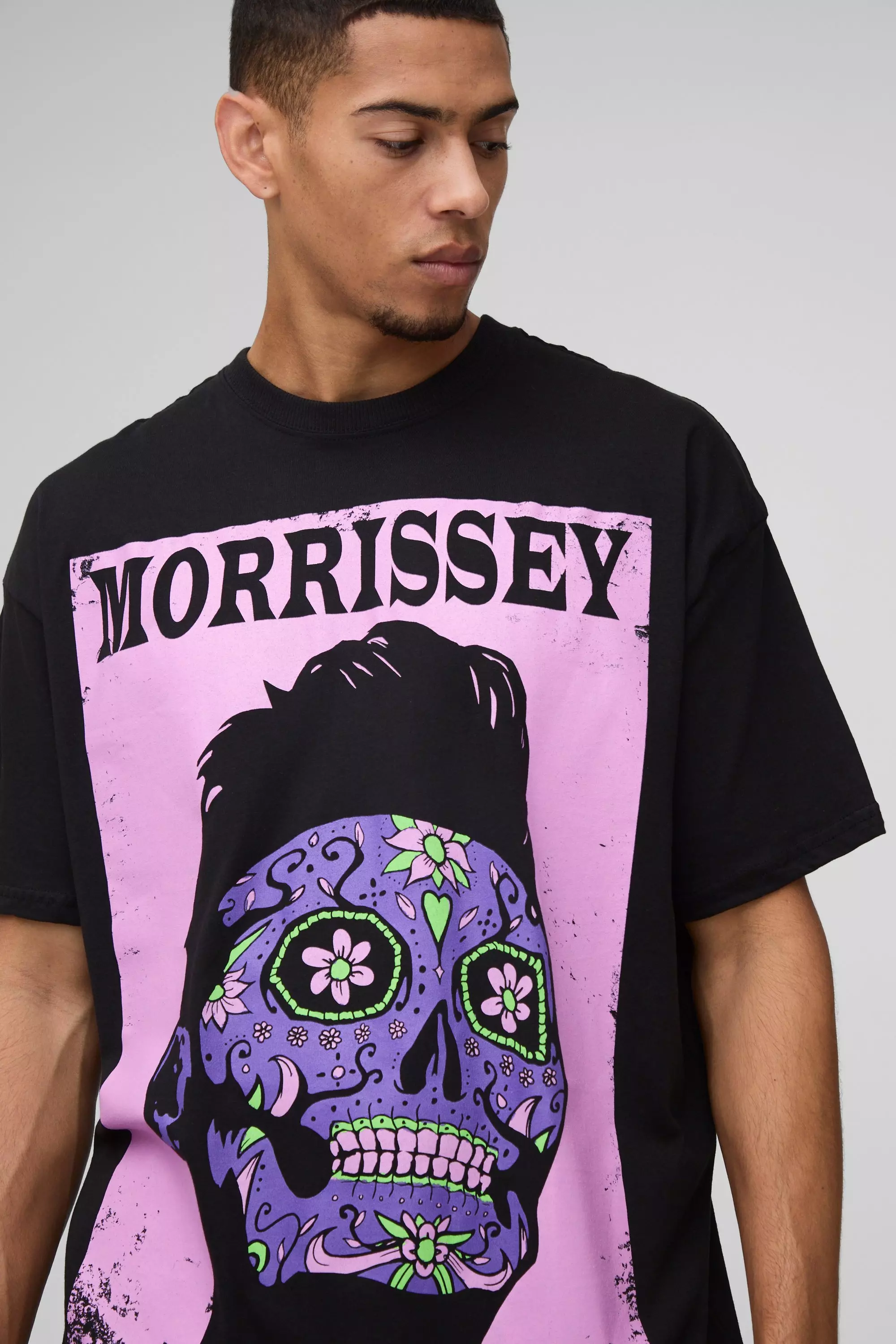 Black Oversized Morrissey License Print T-Shirt alternative image