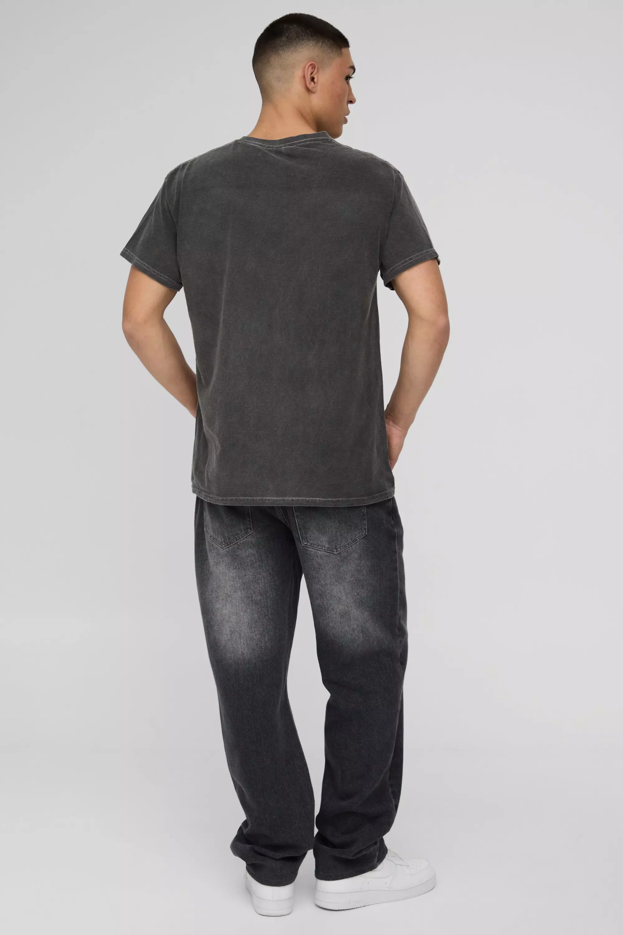 T-shirt oversize délavé à imprimé surf, Charcoal autre image
