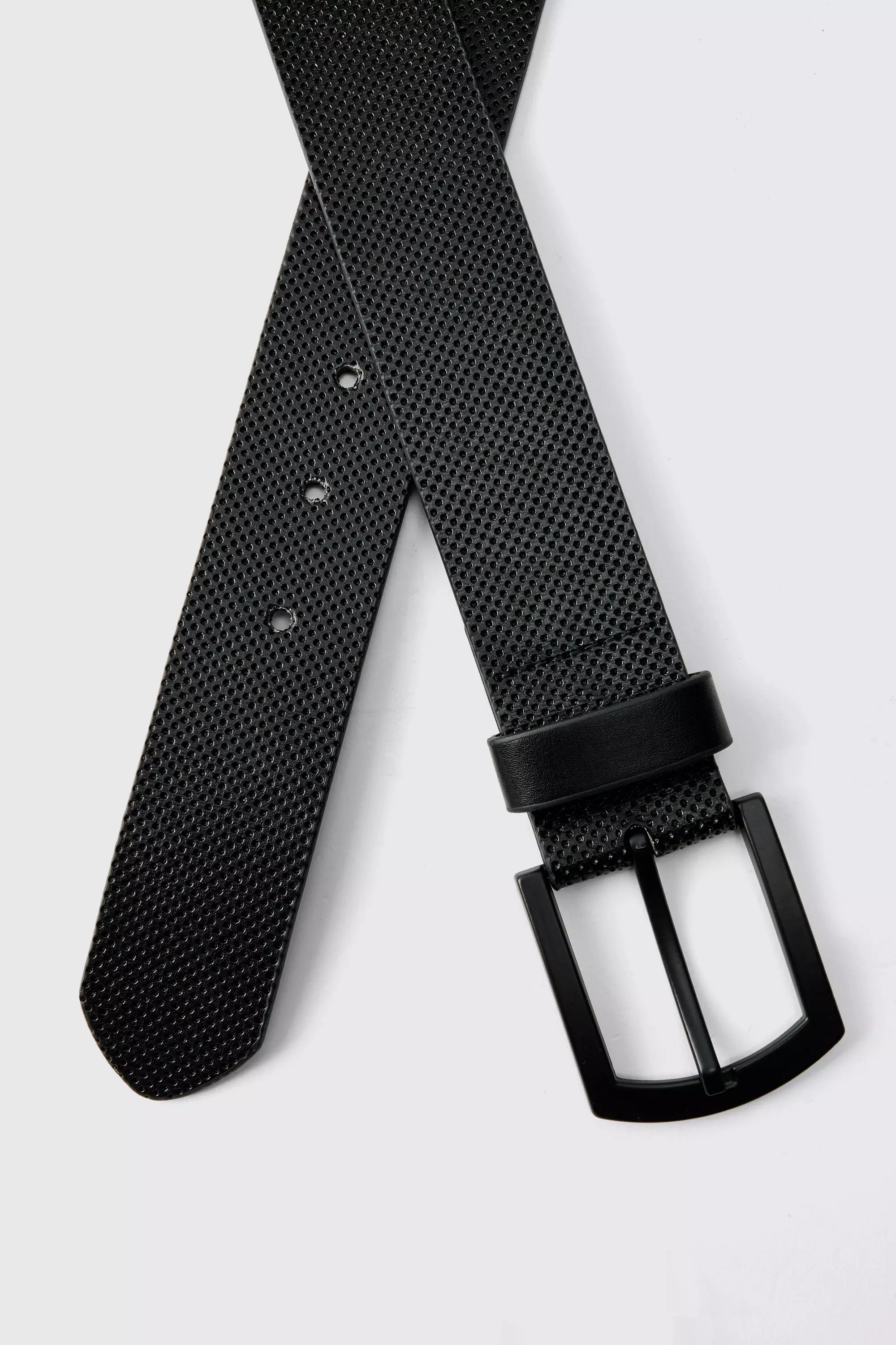 Black Textured Belt | boohooMAN USA