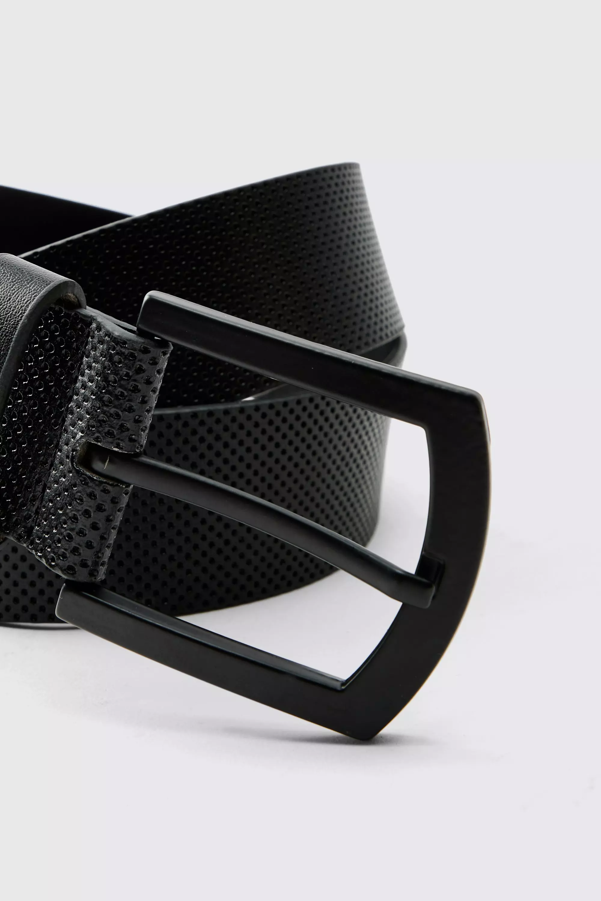 Black Textured Belt | boohooMAN USA