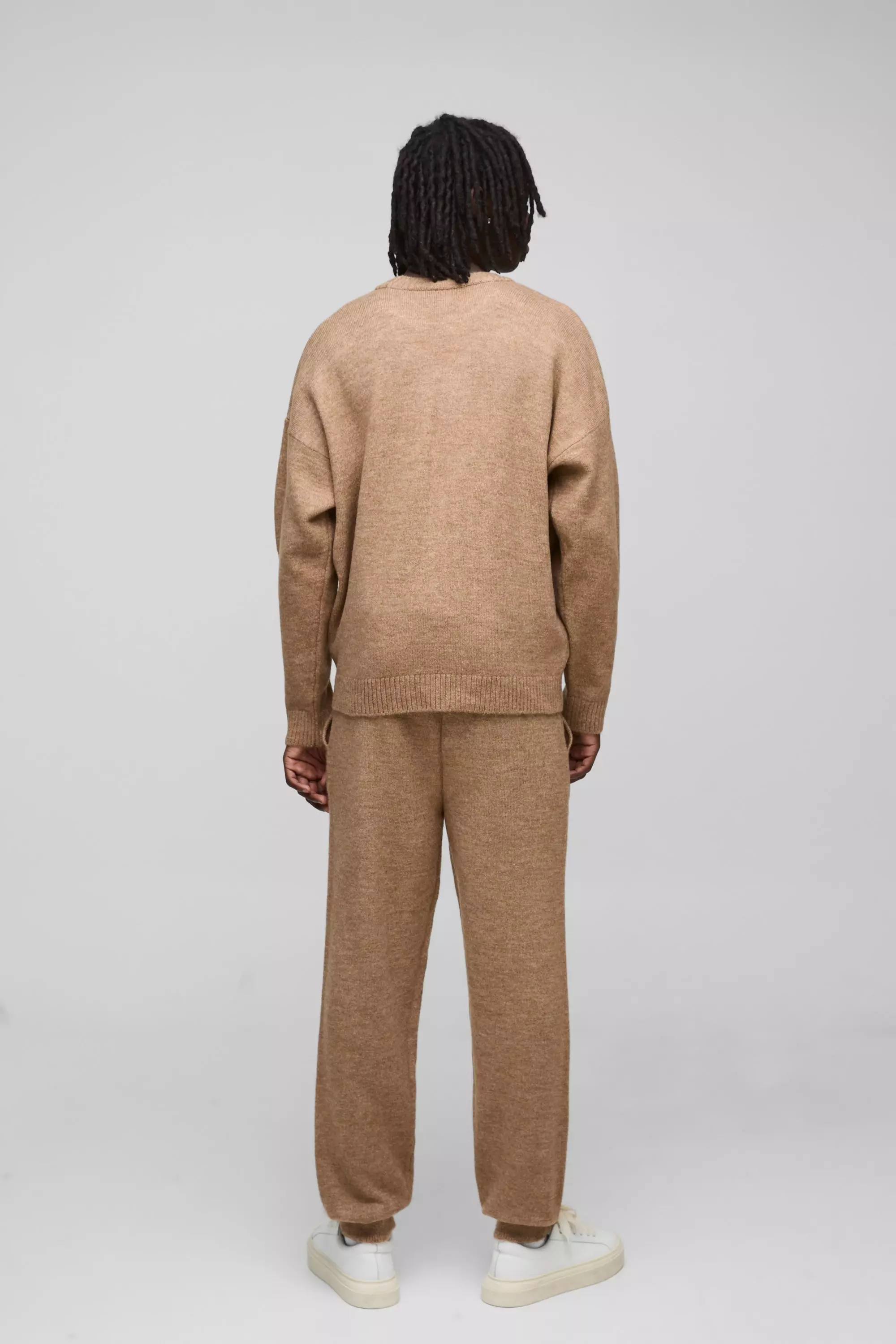 Brown Gebreide Regular Fit Joggingbroek Met Enkel Detail alternatieve afbeelding