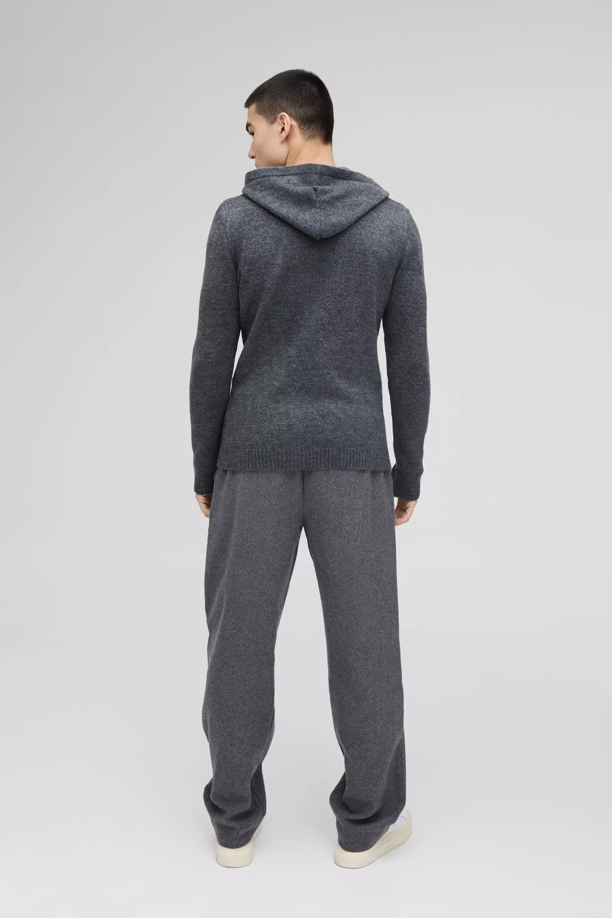 Charcoal Regular Fit Brushed Knit Hoodie alternative image
