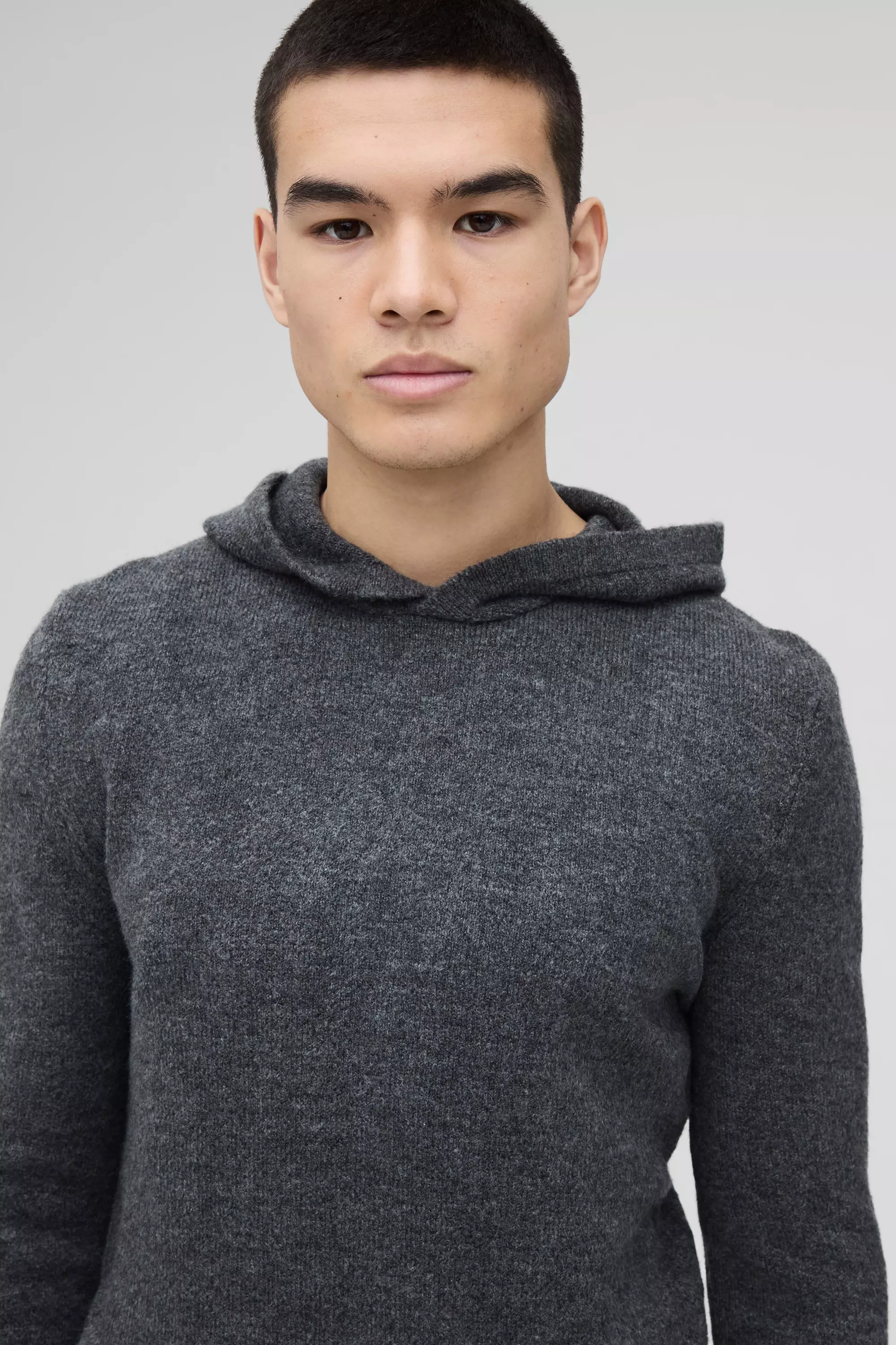 Charcoal Regular Fit Brushed Knit Hoodie alternative image