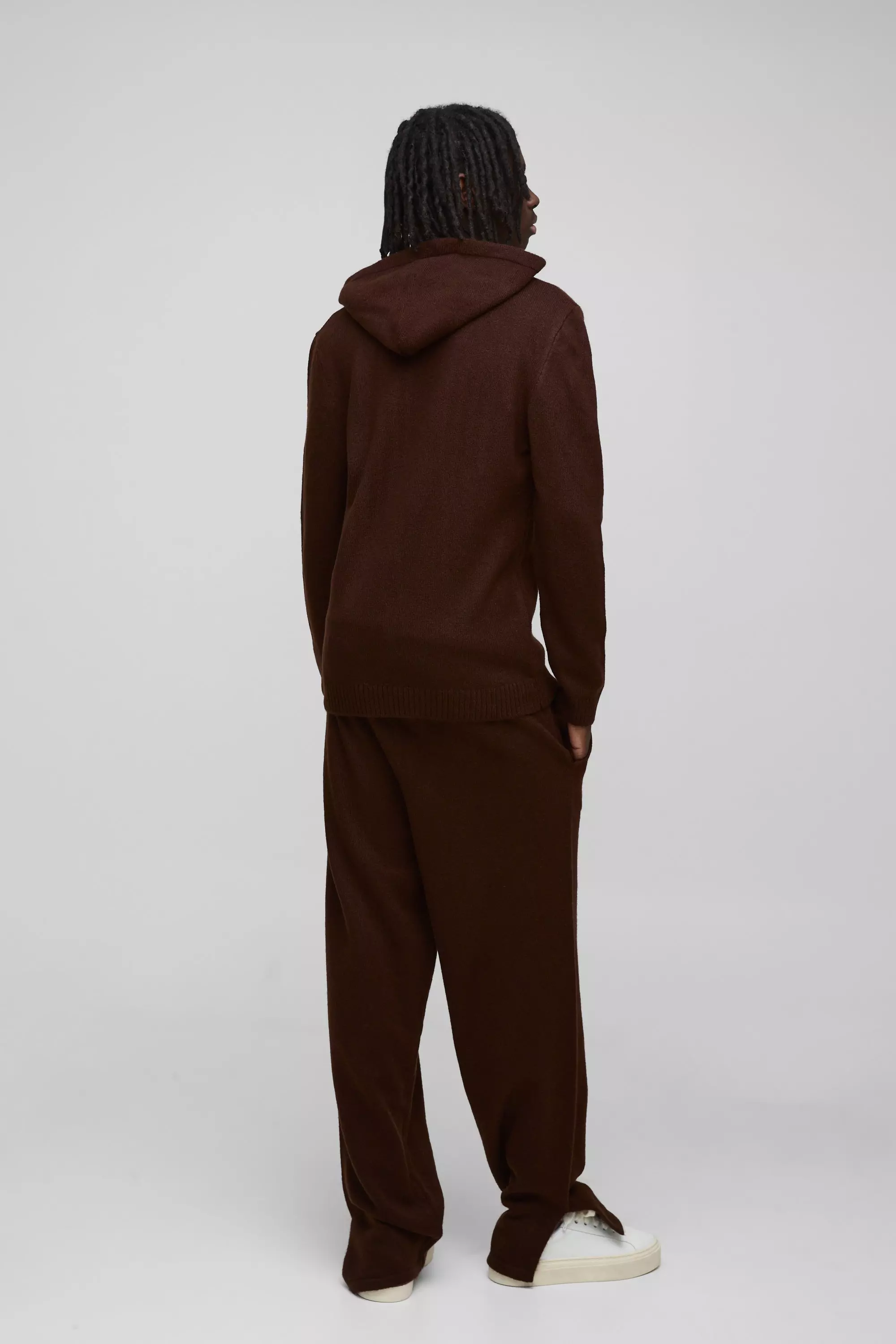 Chocolate Geborstelde Gebreide Regular Fit Hoodie alternatieve afbeelding
