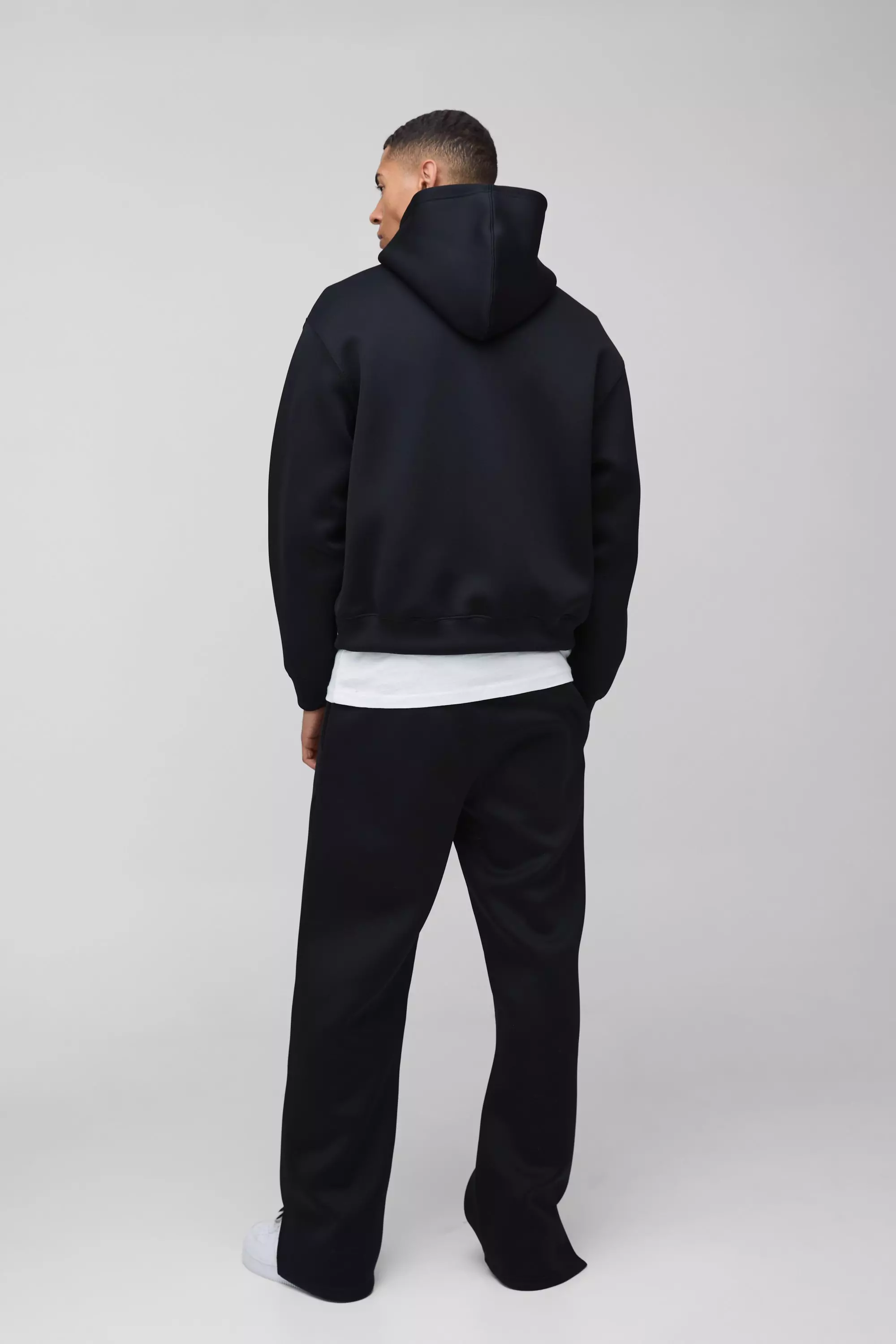Black Oversized Boxy Bonded Scuba Split Hem Tracksuit alternative image
