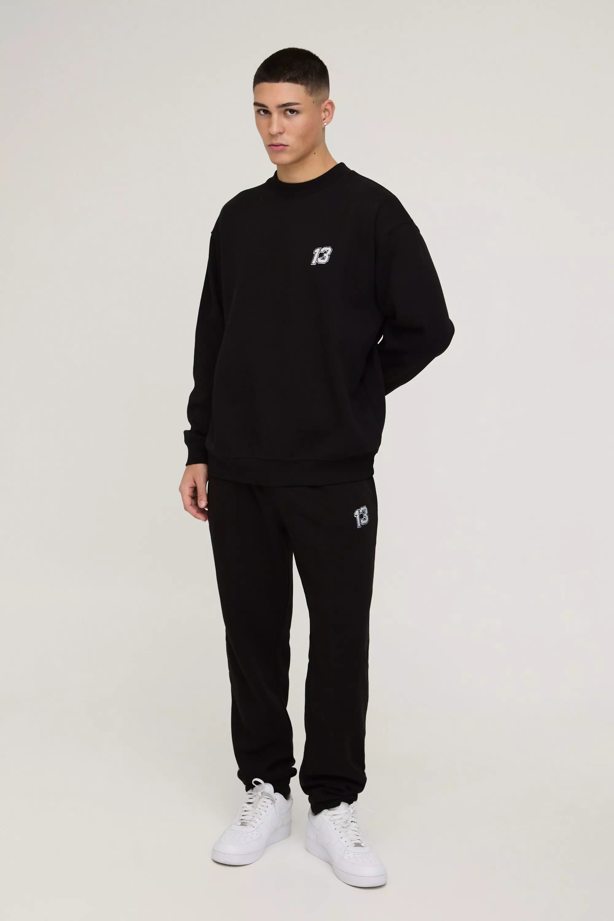 13 Embroidered Sweat Tracksuit Black