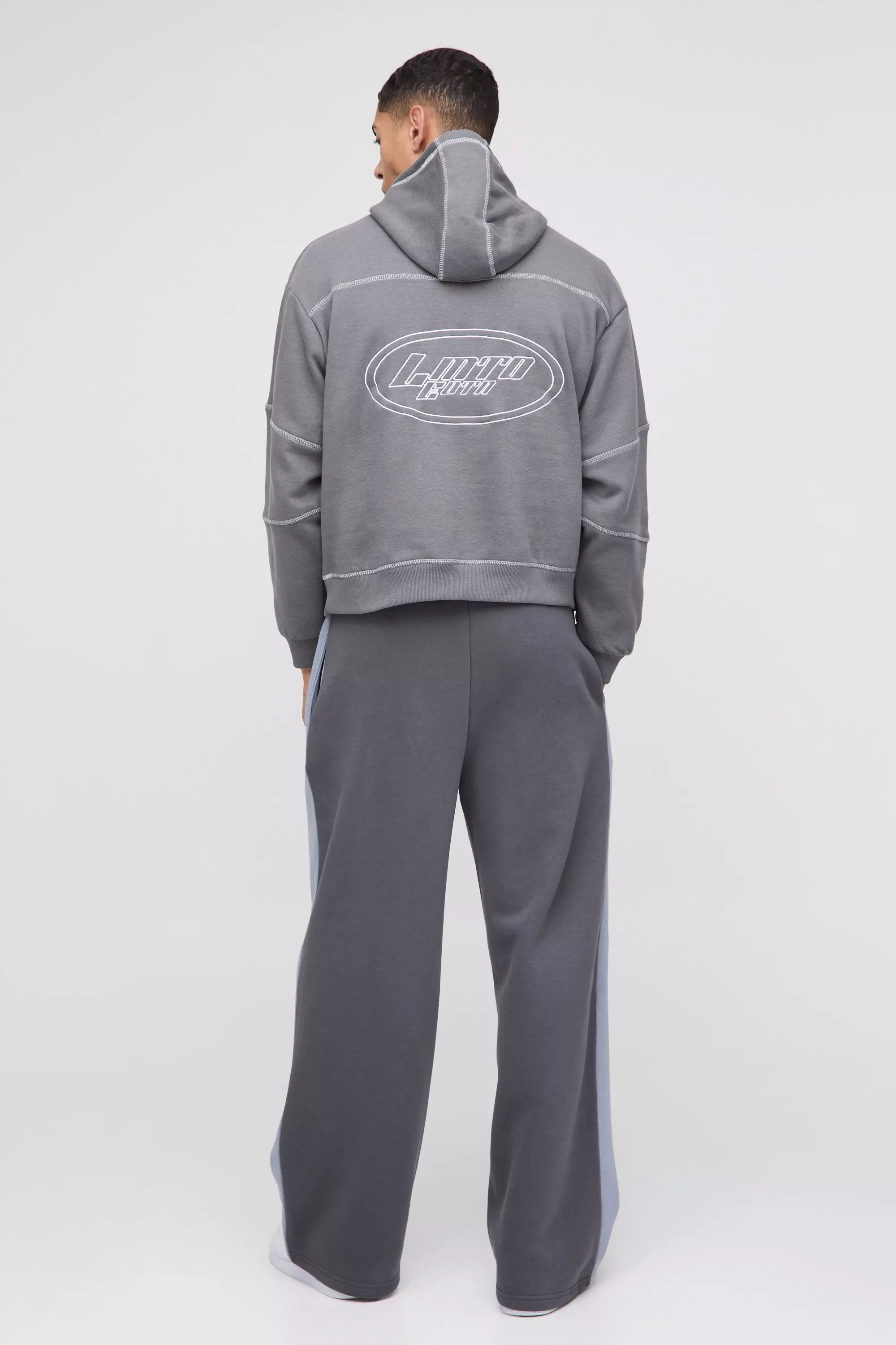 Kastiger Oversize Hoodie mit Kontrast-Naht, Charcoal alternatives Bild