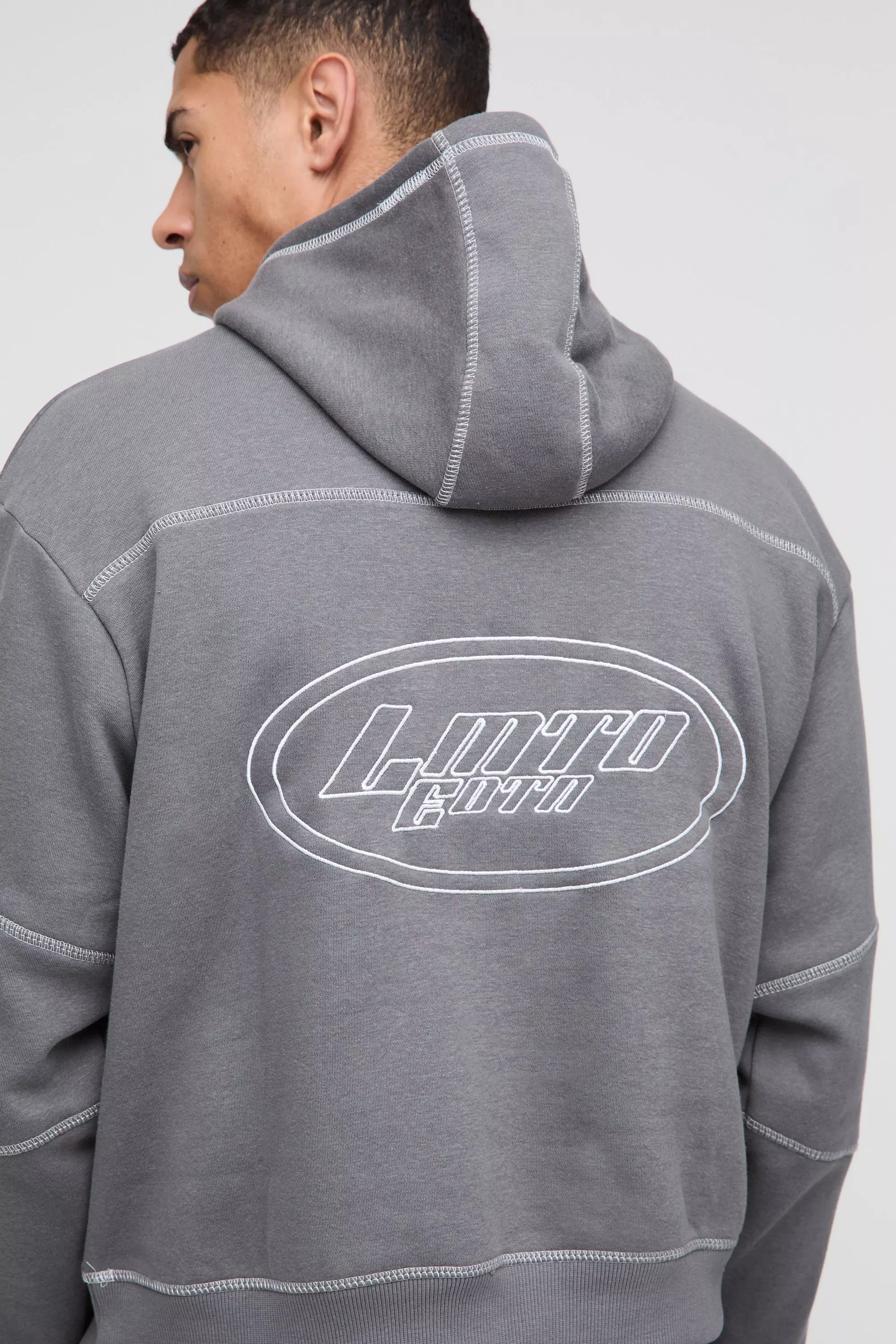 Kastiger Oversize Hoodie mit Kontrast-Naht, Charcoal alternatives Bild