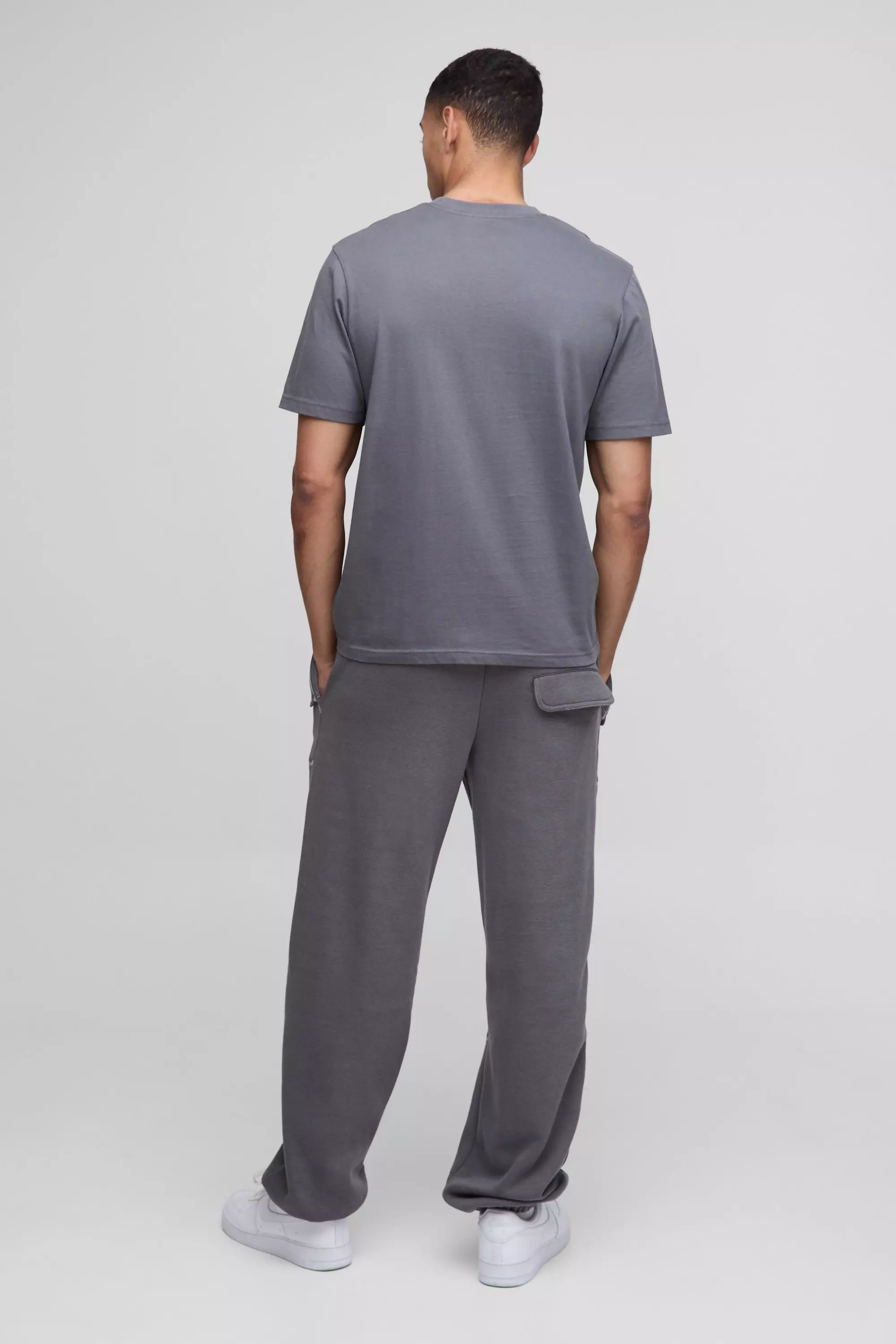 Charcoal Baggy Contrast Stitch Seam Detail Jogger alternative image