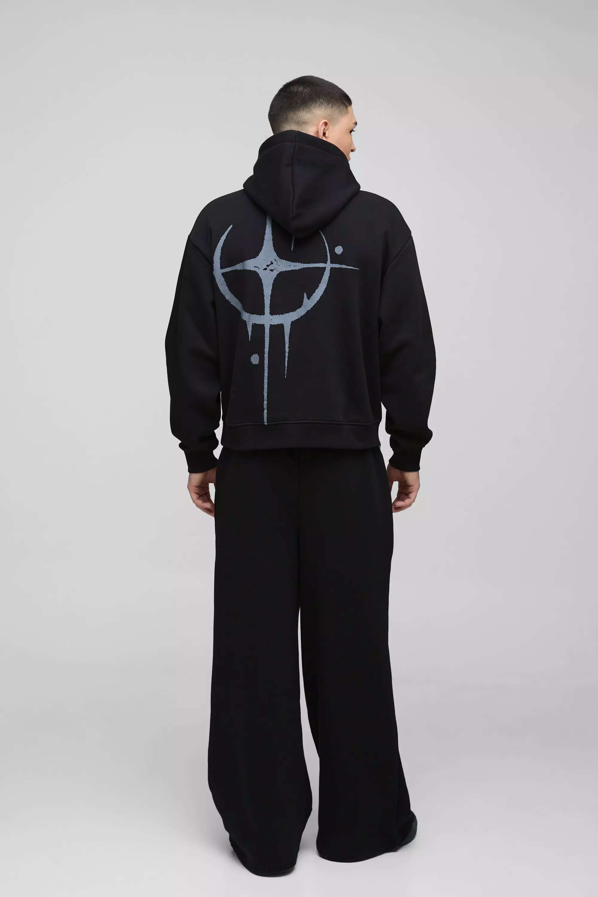 Oversized Boxy Star Homme Hoodie | boohooMAN USA
