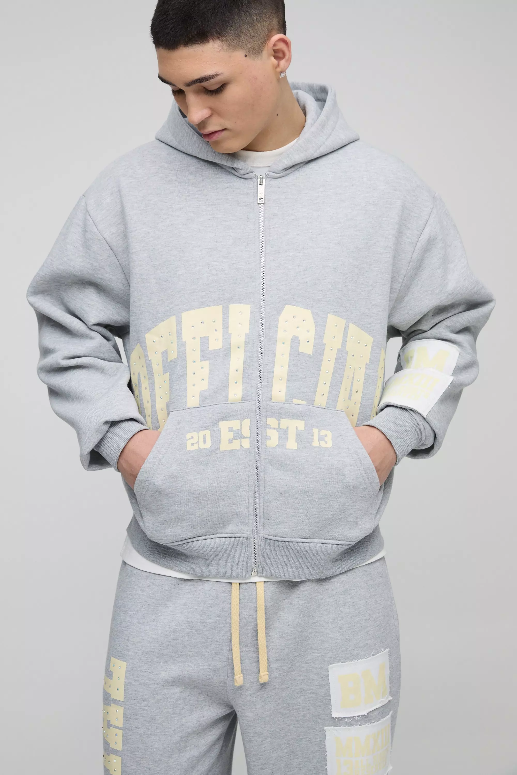 Survêtement oversize à bords bruts - Official, Grey marl autre image