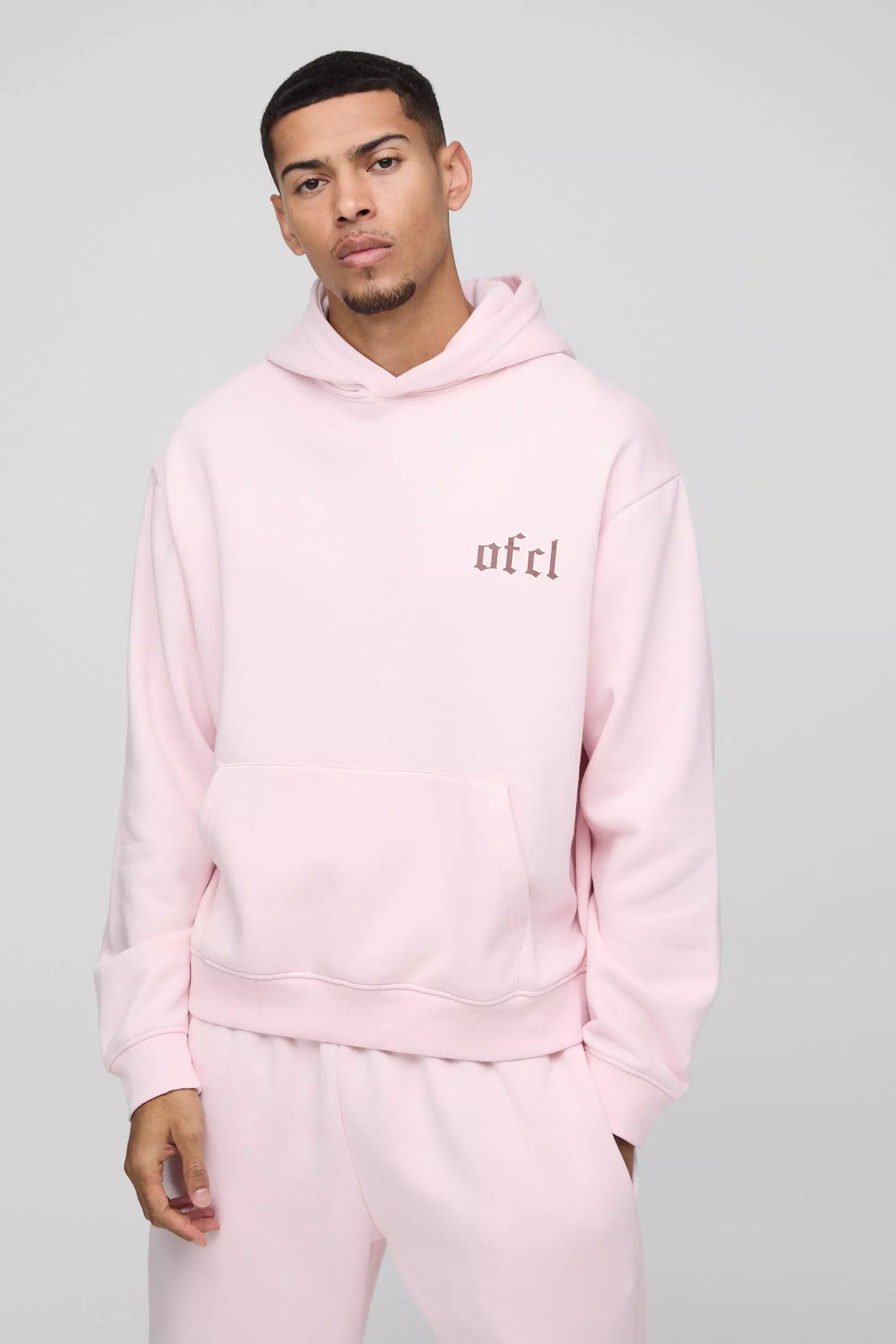 Pink Oversized Boxy Large Scale Worldwide Hoodie