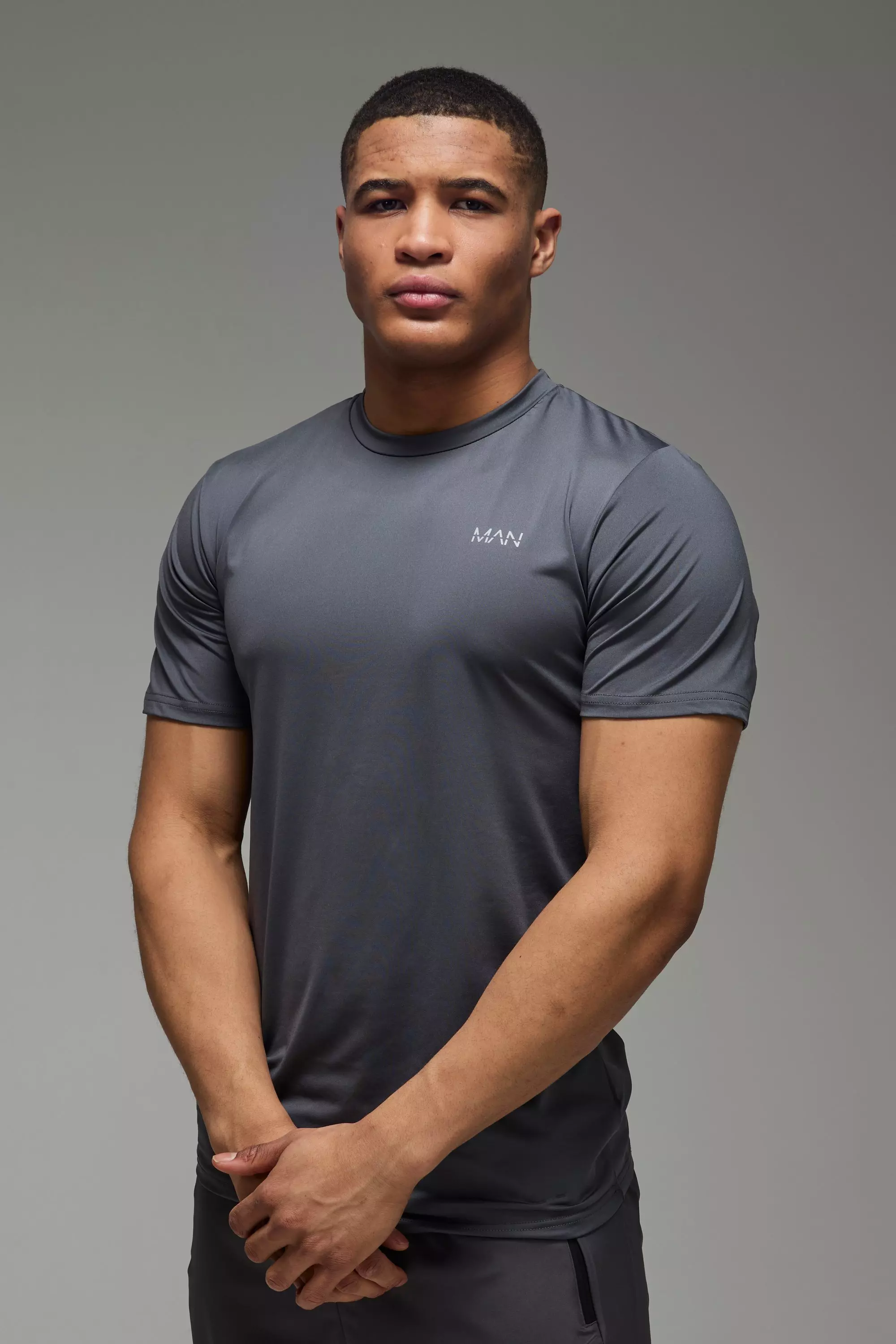 T-shirt de sport droit imprimé - MAN Active, Charcoal autre image