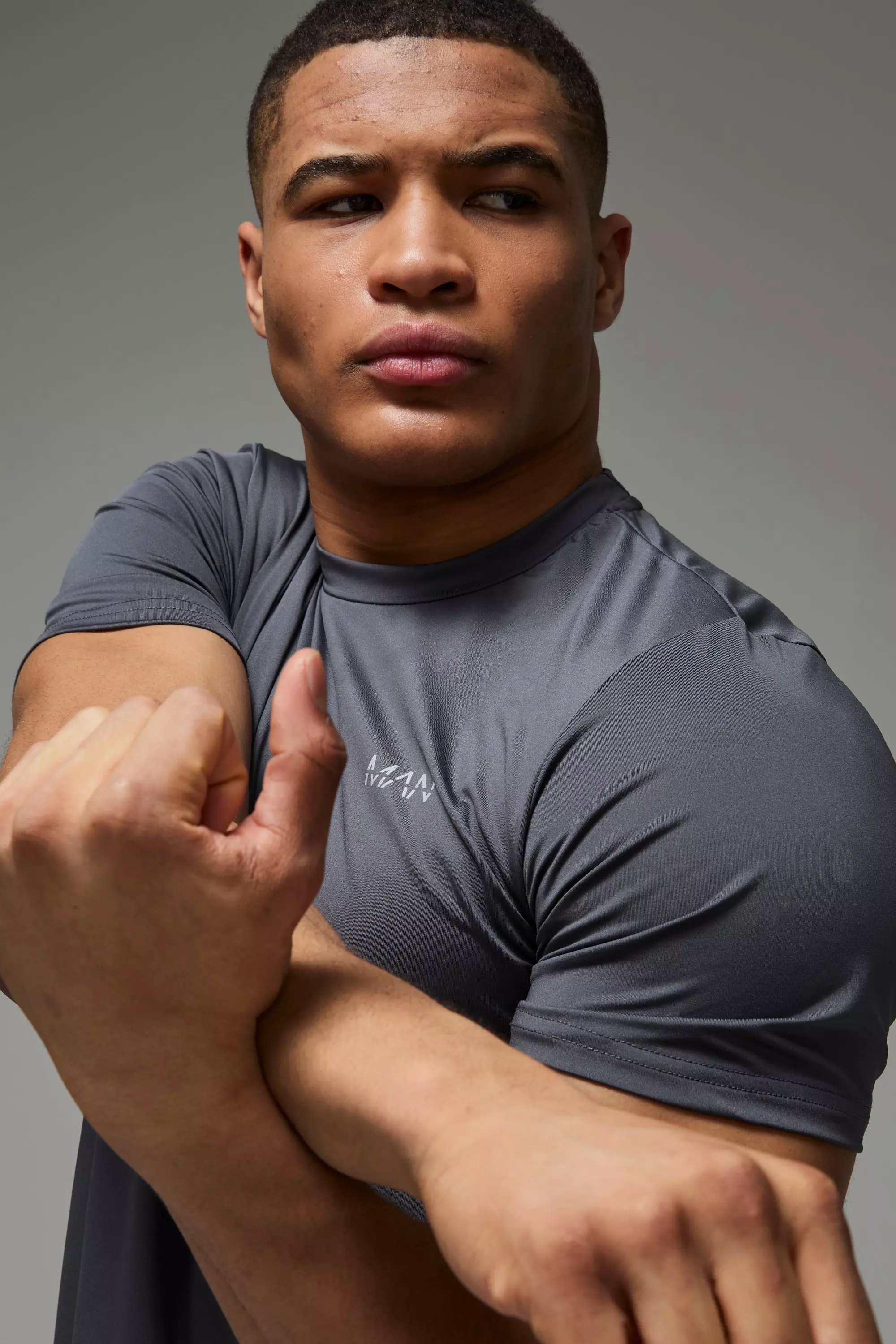 T-shirt de sport droit imprimé - MAN Active, Charcoal autre image