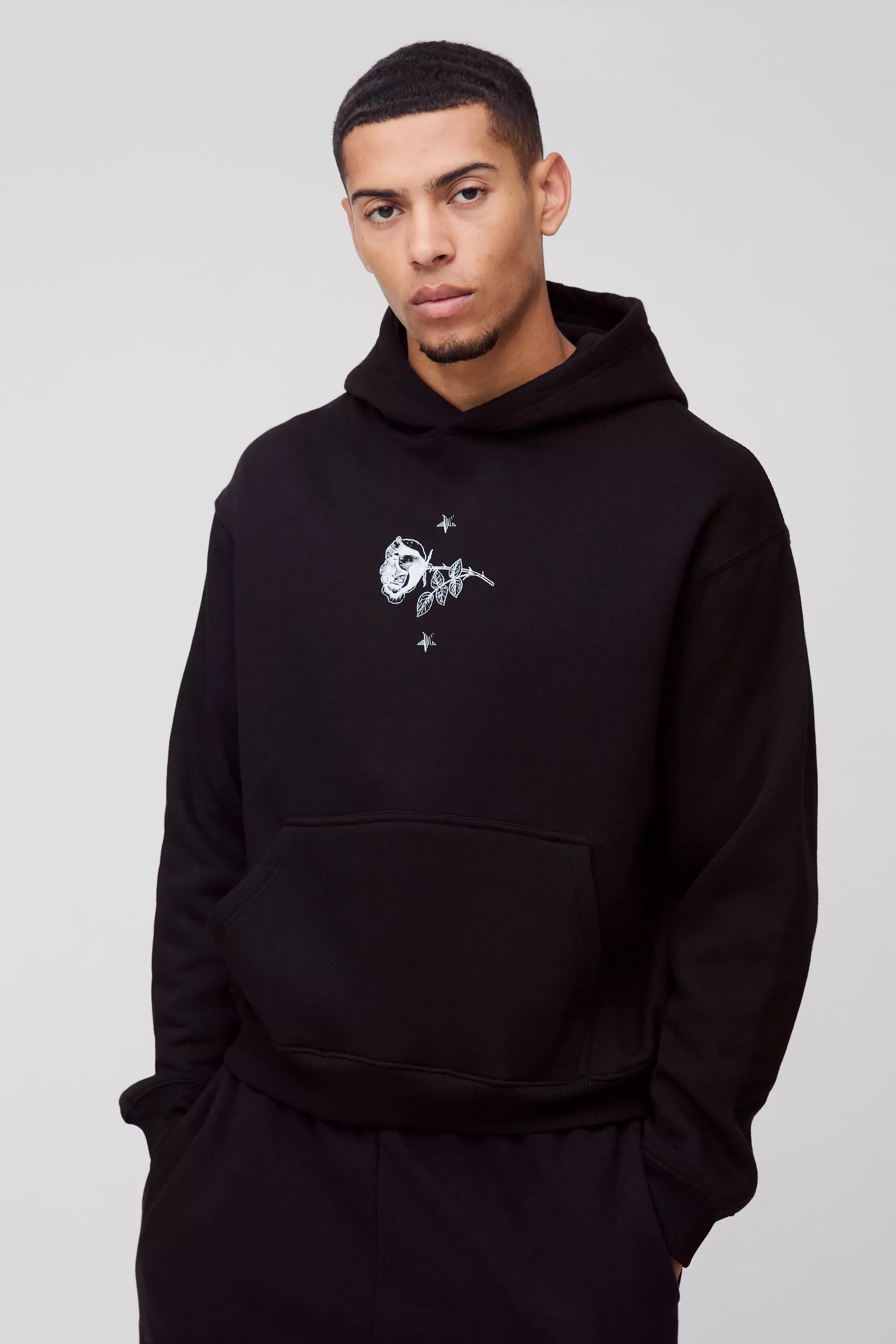 Black hoodie boohooman sale