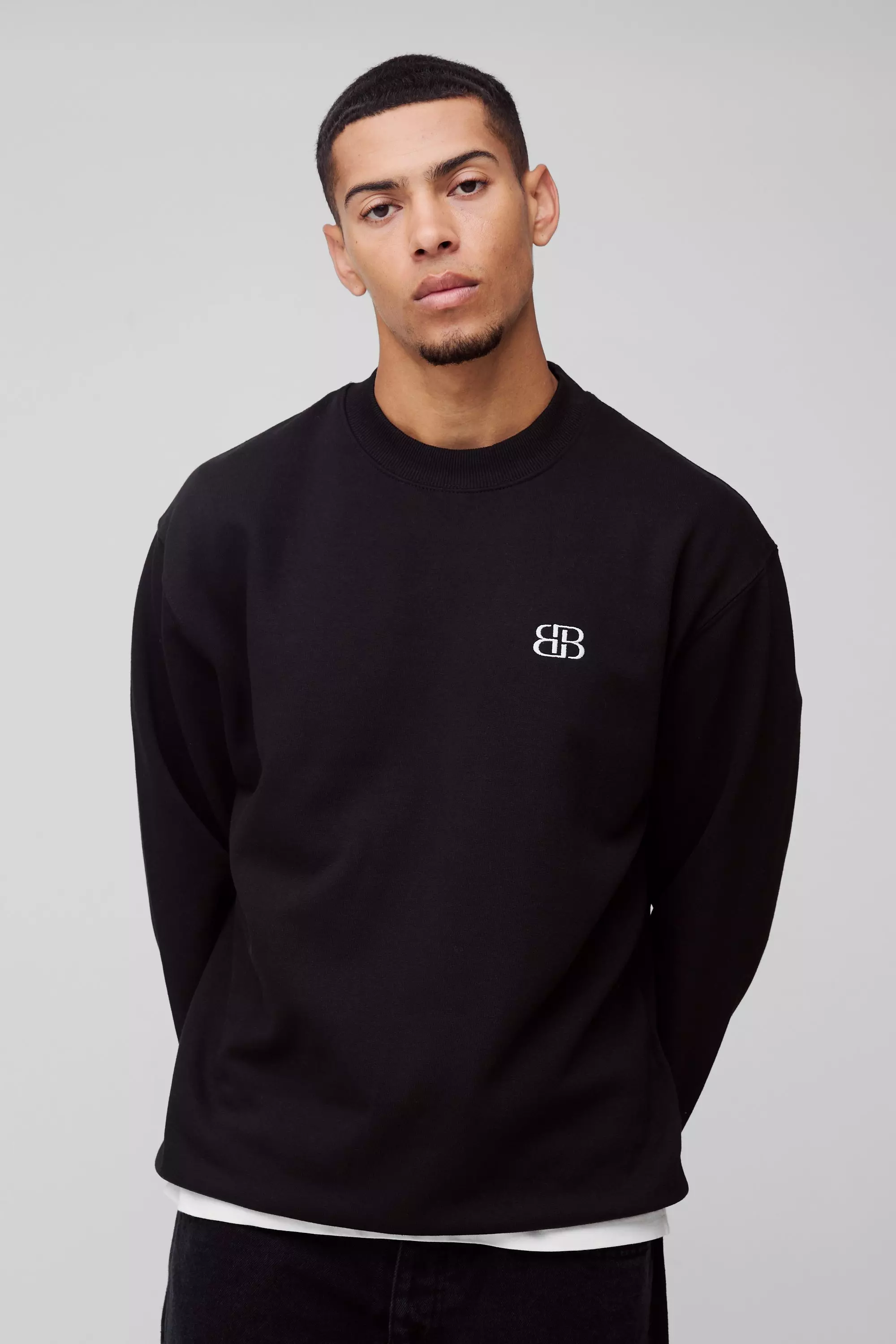 Boohooman black sweatshirt hotsell