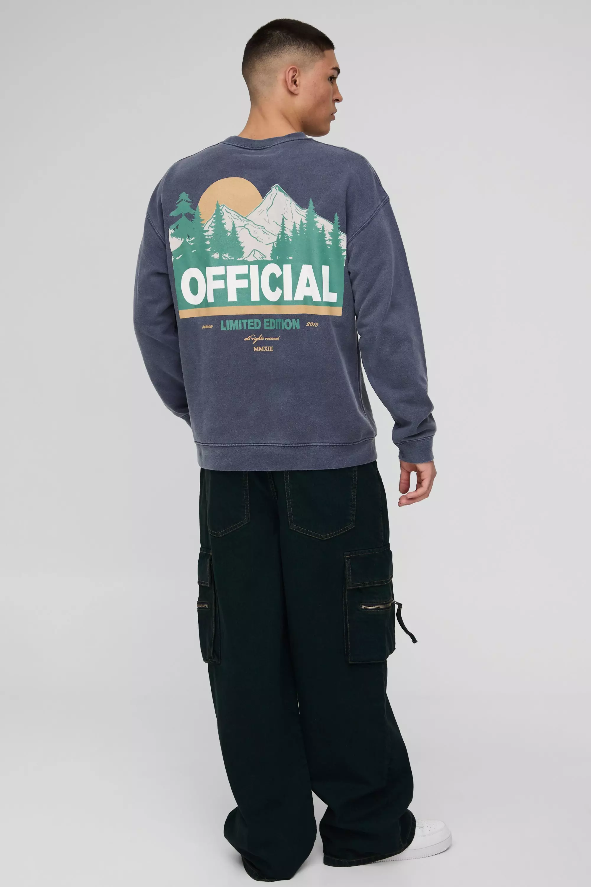 Felpa Oversize Official Slavata Con Paesaggio, Navy immagine alternativa