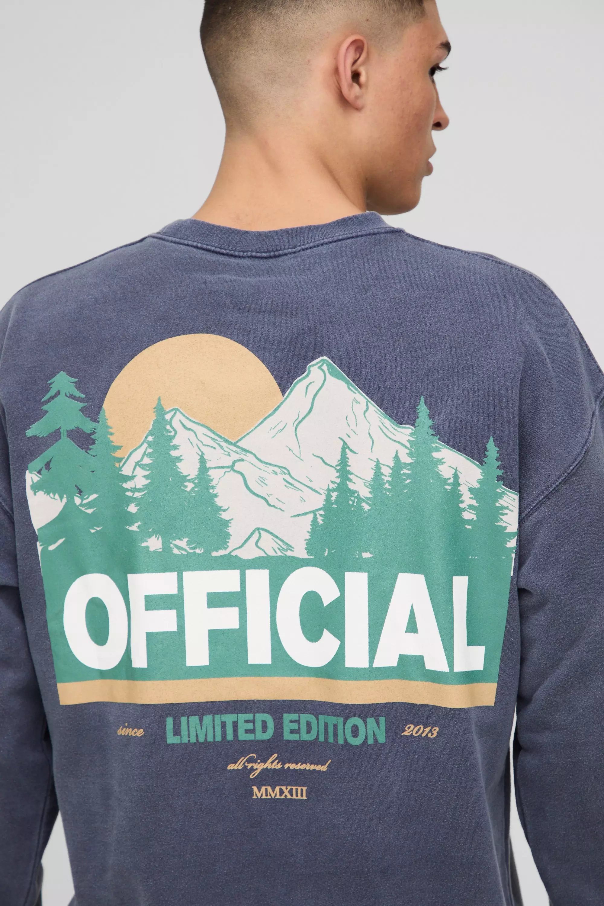 Felpa Oversize Official Slavata Con Paesaggio, Navy immagine alternativa