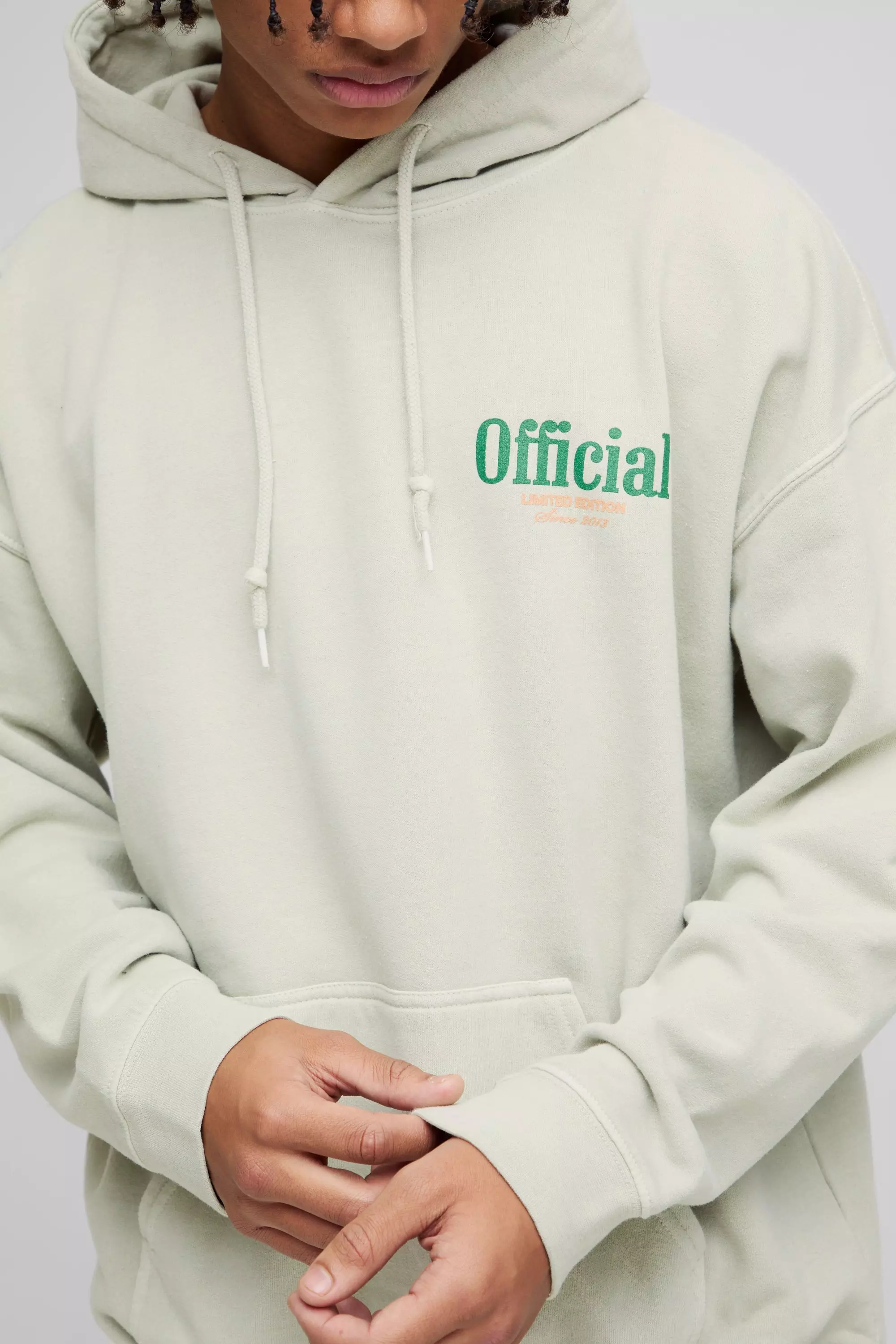 Ecru Oversized Official Mountain Graphic Washed Hoodie alternative image