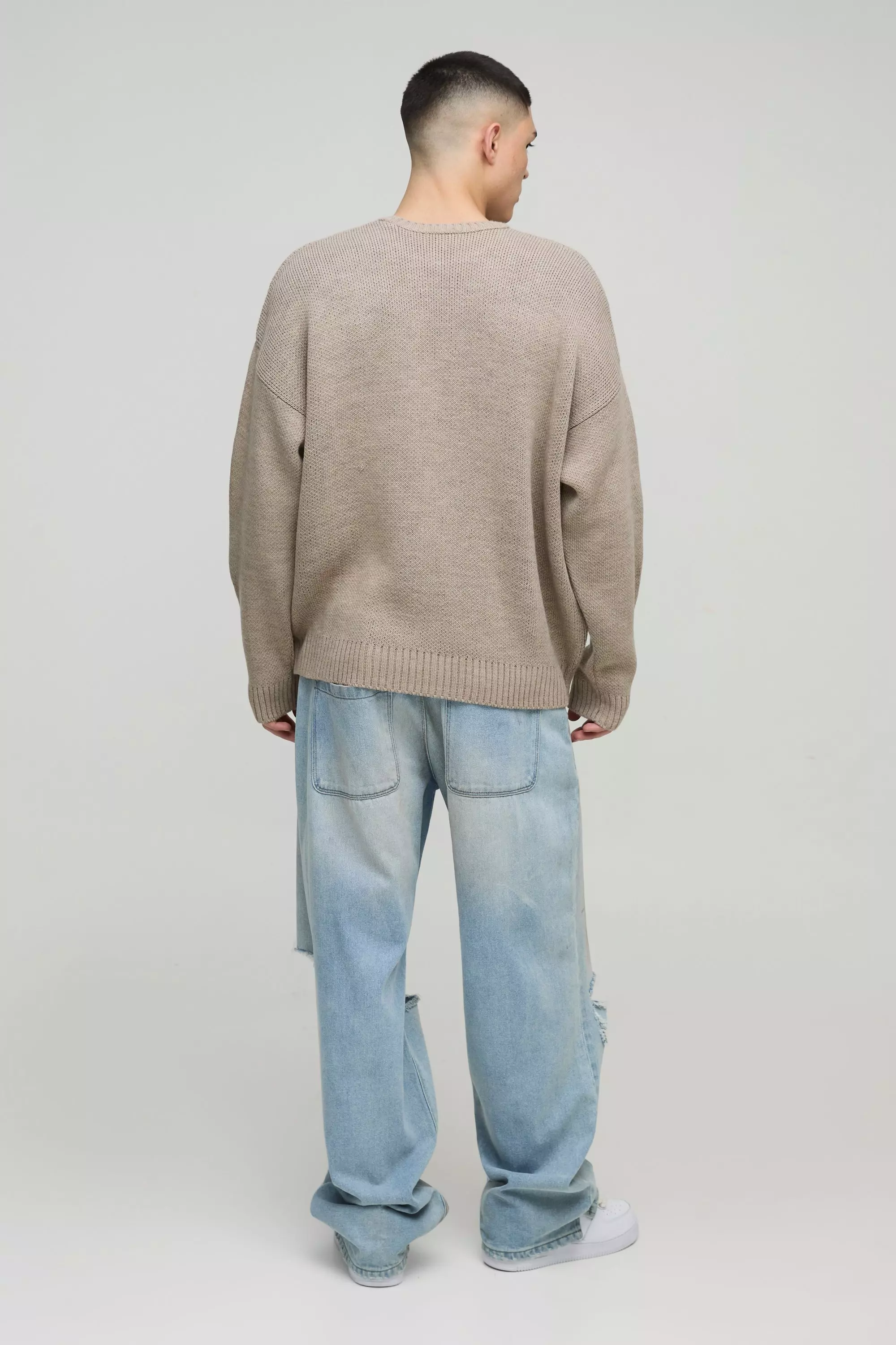 Oversize Pullover mit Teddy-Print, Stone alternatives Bild