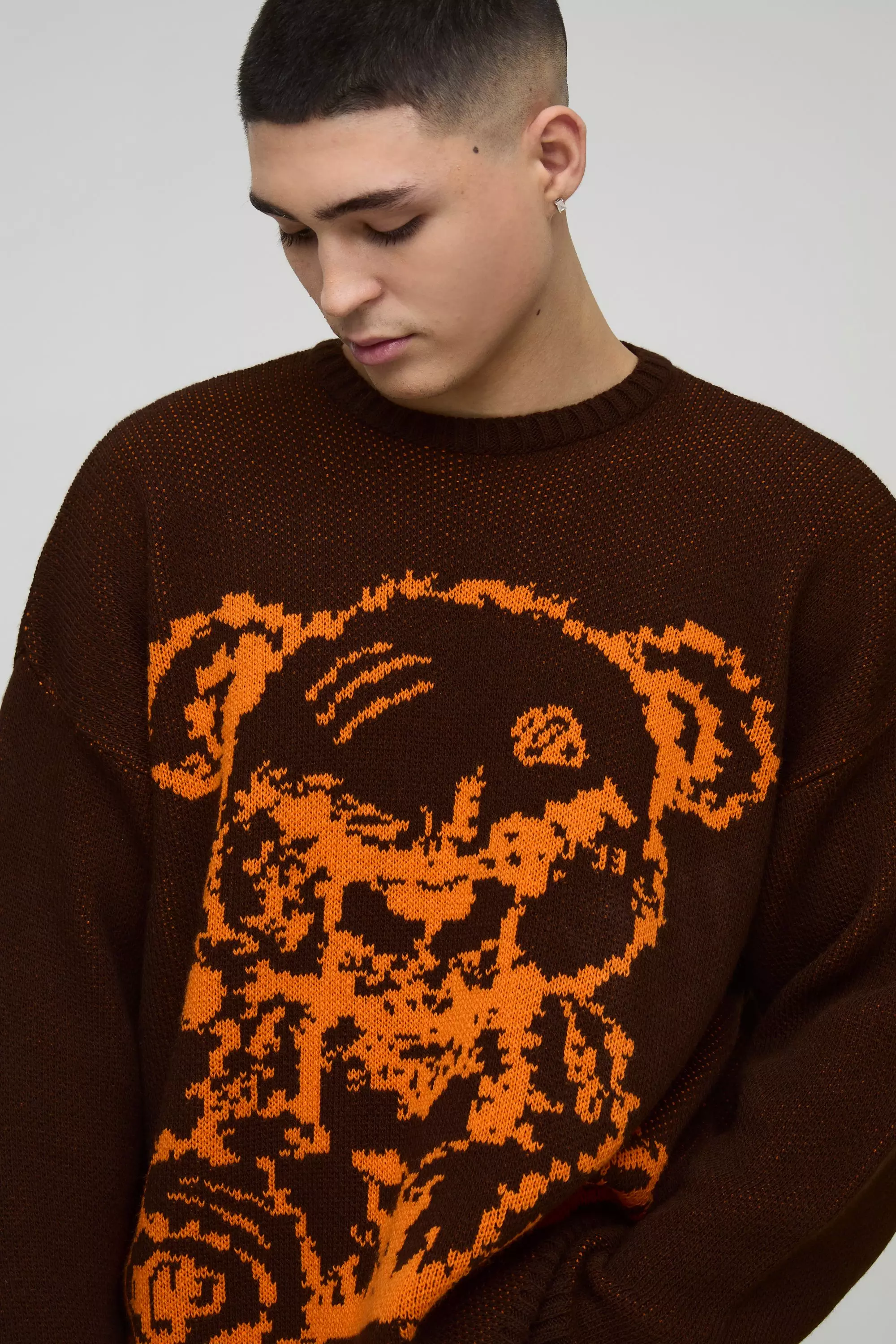 Pull oversize à imprimé ours en peluche, Brown autre image
