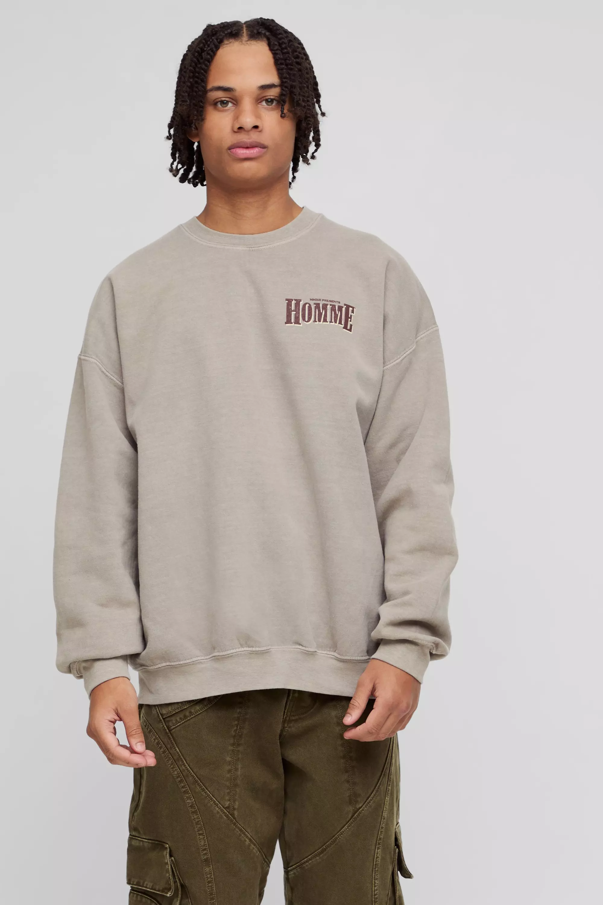 Oversize Sweatshirt mit Homme Western Print, Brown alternatives Bild
