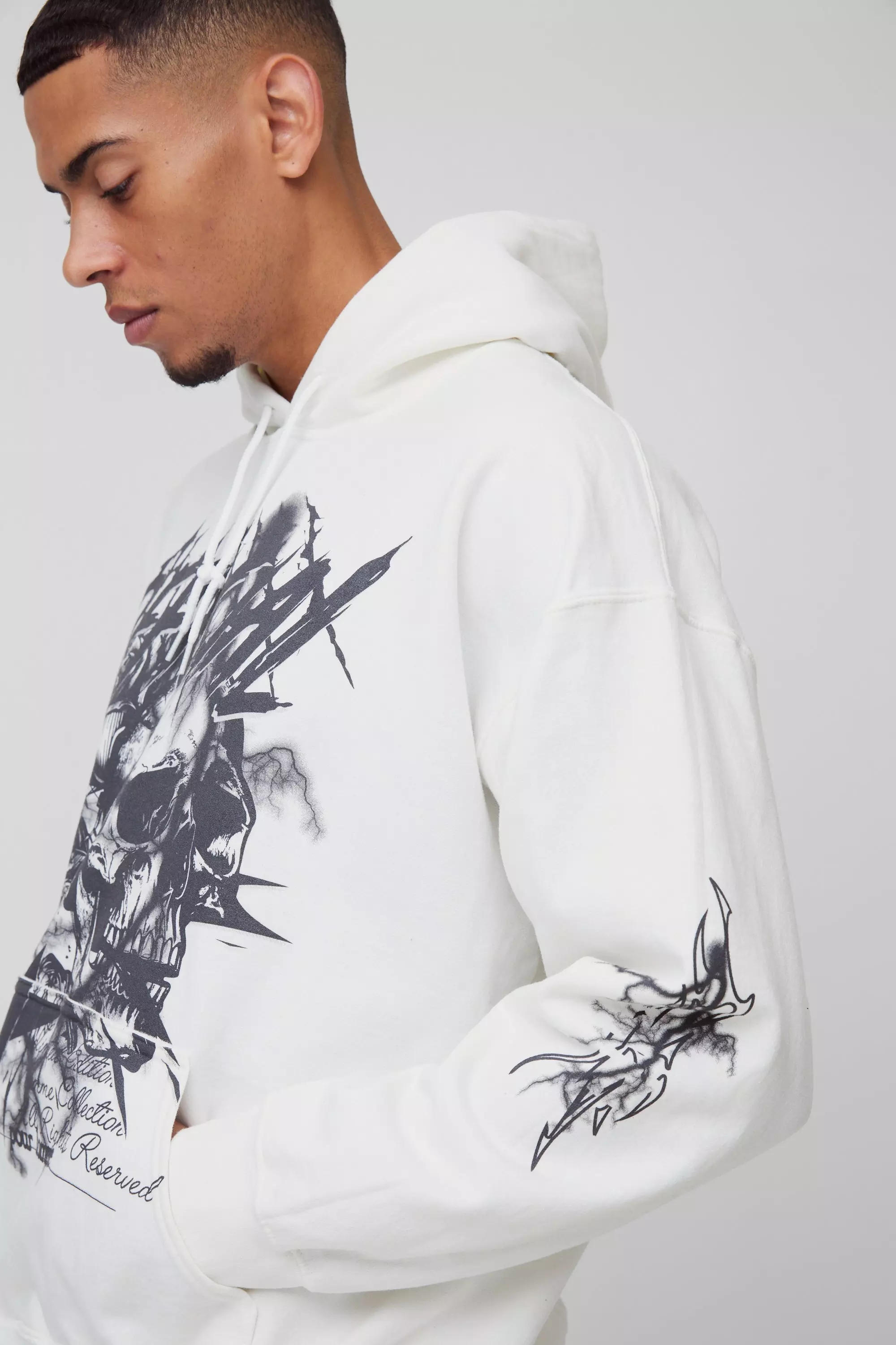 White Oversized Official Star Large Graphic Hoodie alternative image