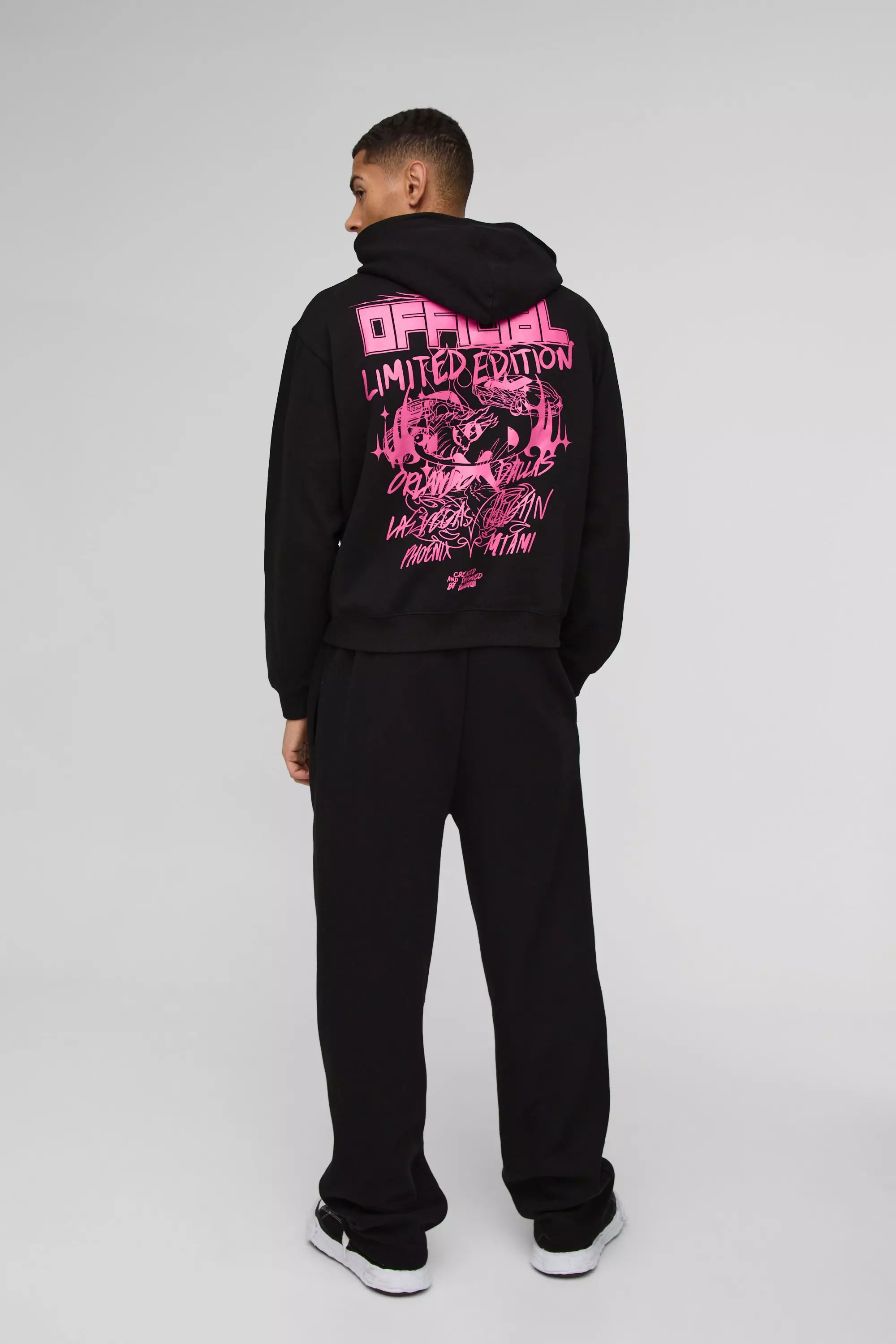 Sweat à capuche oversize imprimé, Black autre image