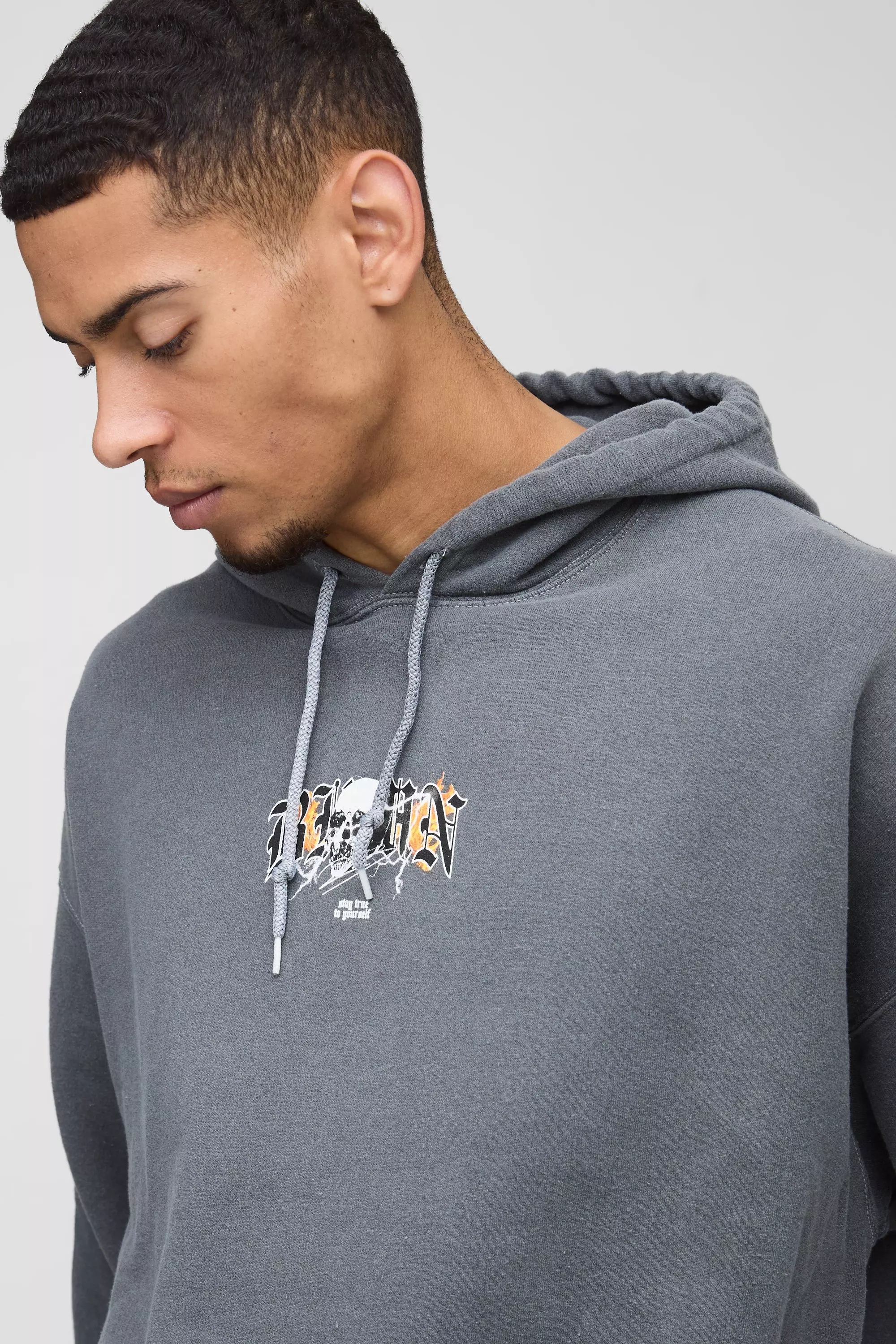 Oversize Hoodie mit Bhmn Print, Charcoal alternatives Bild