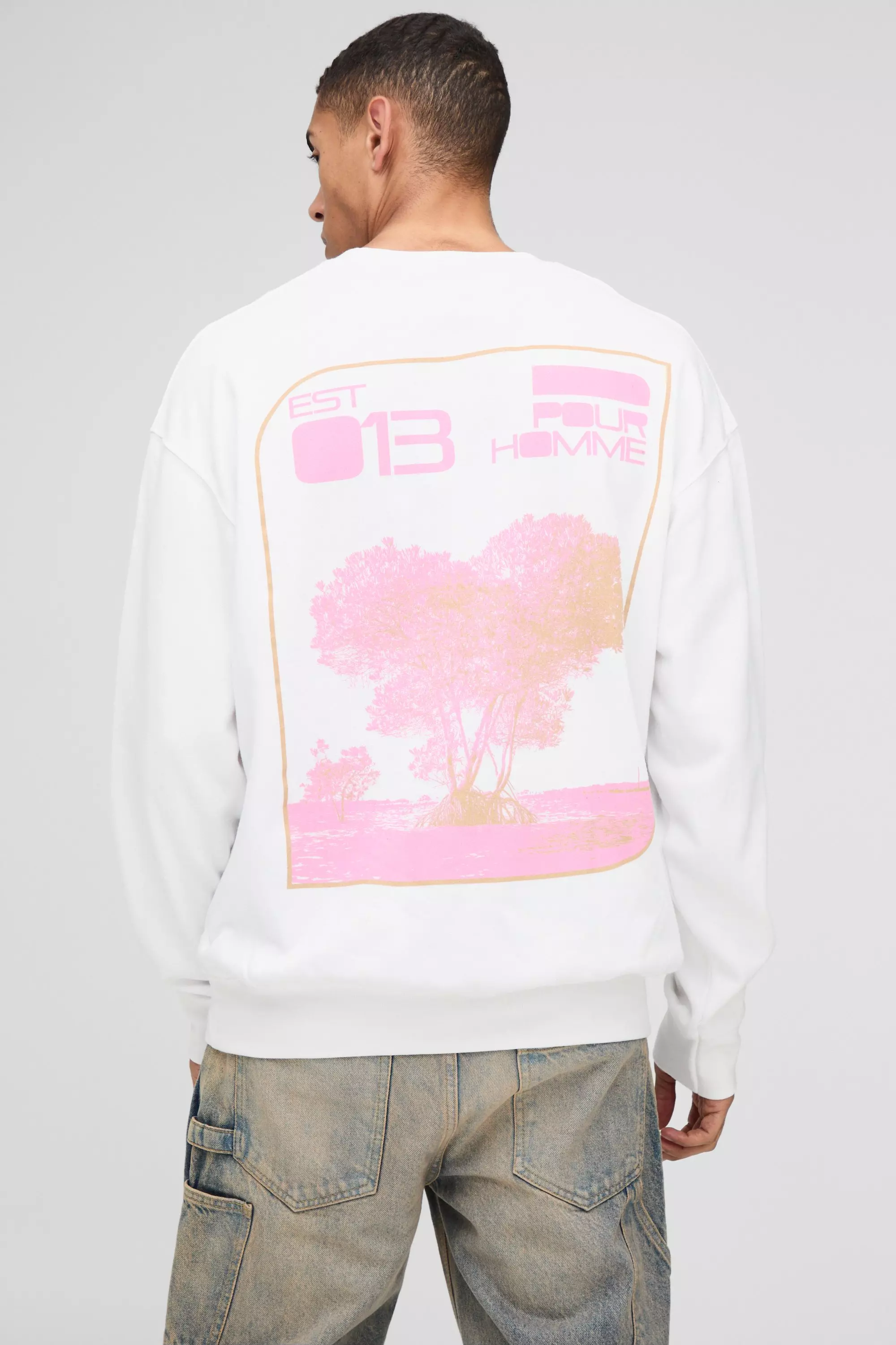 Boohooman white sweatshirt best sale