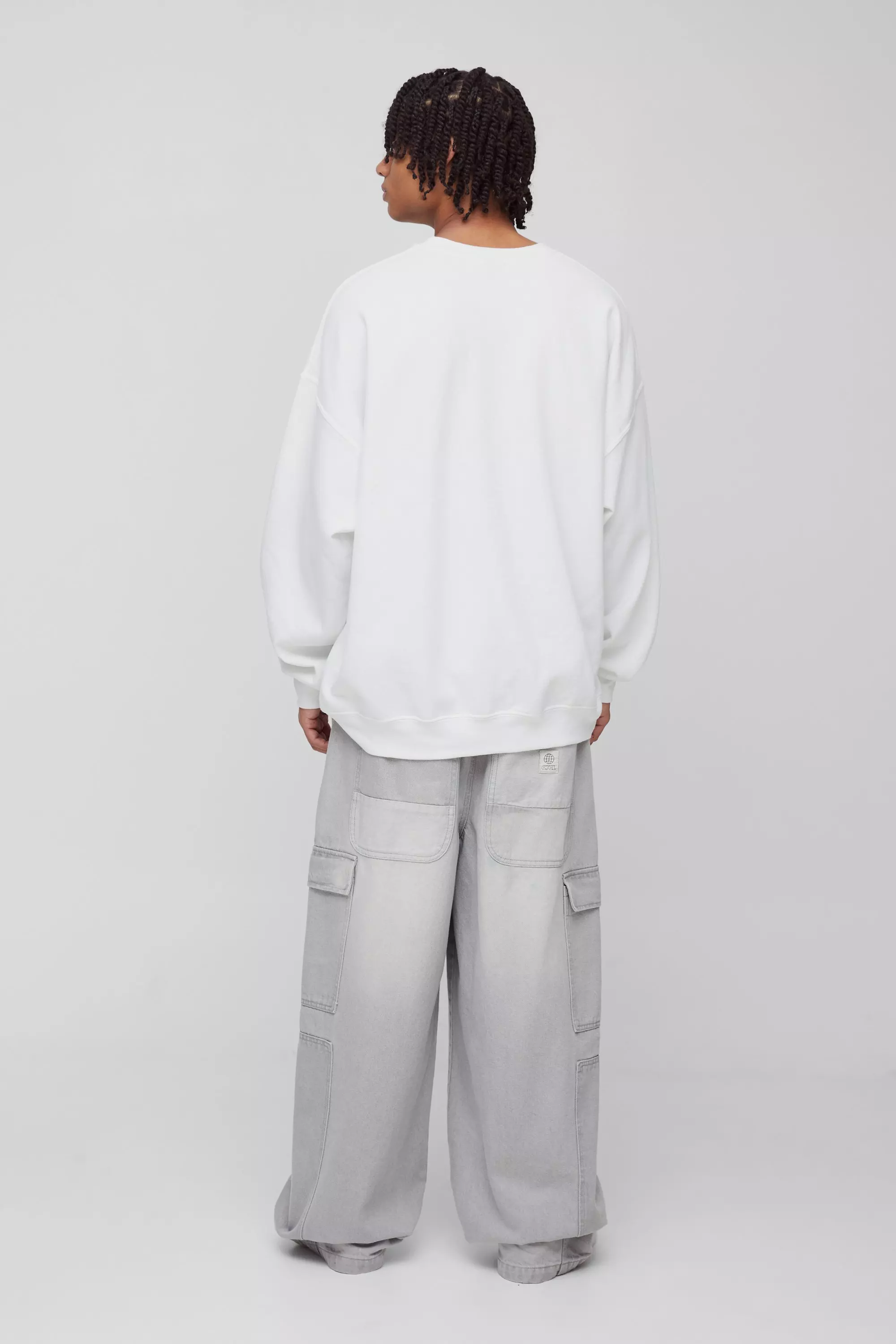 White Oversized Western Horse Power Trui Met Print alternatieve afbeelding