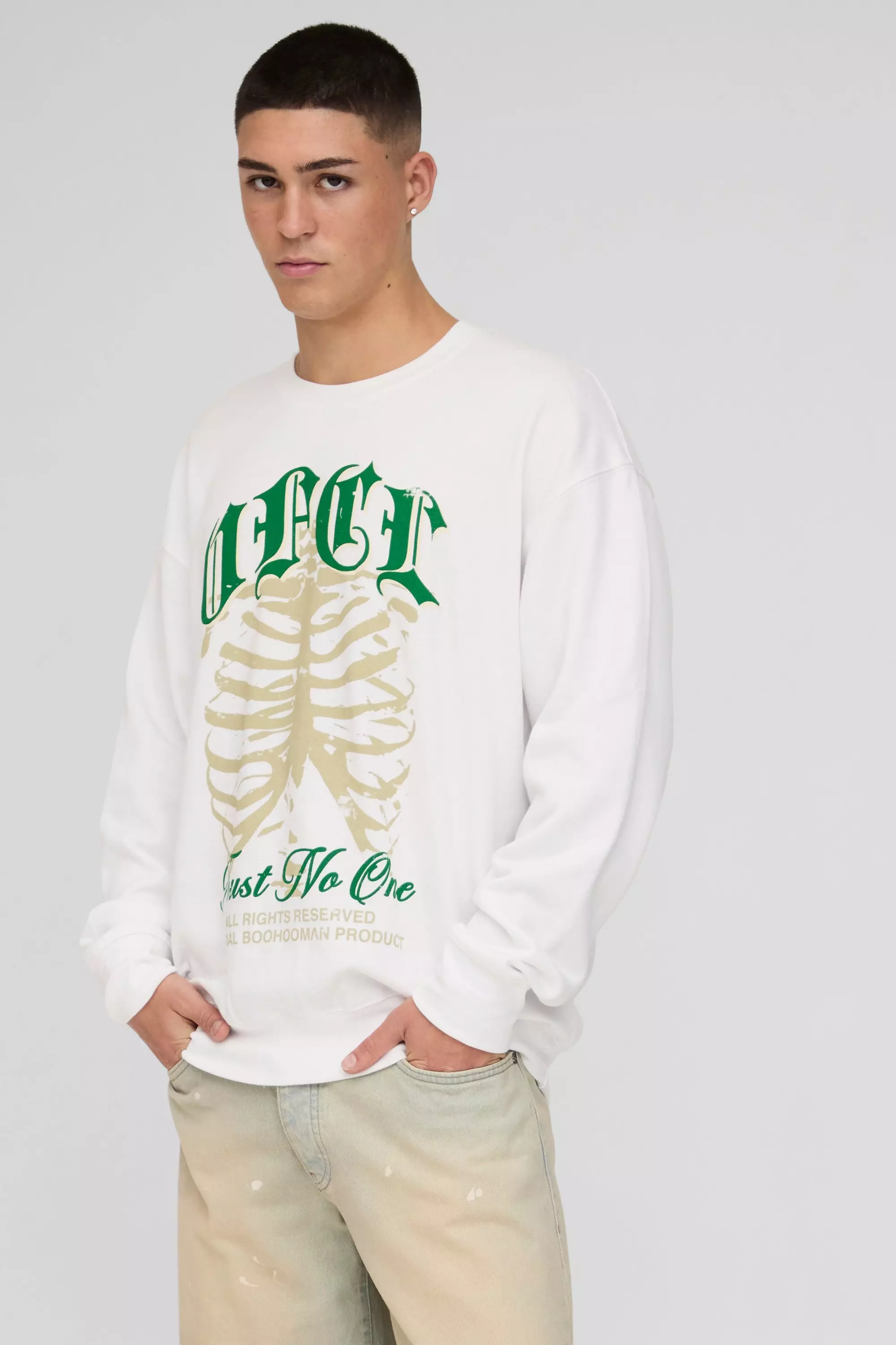 Sweat oversize imprimé squelette - Ofcl, White autre image