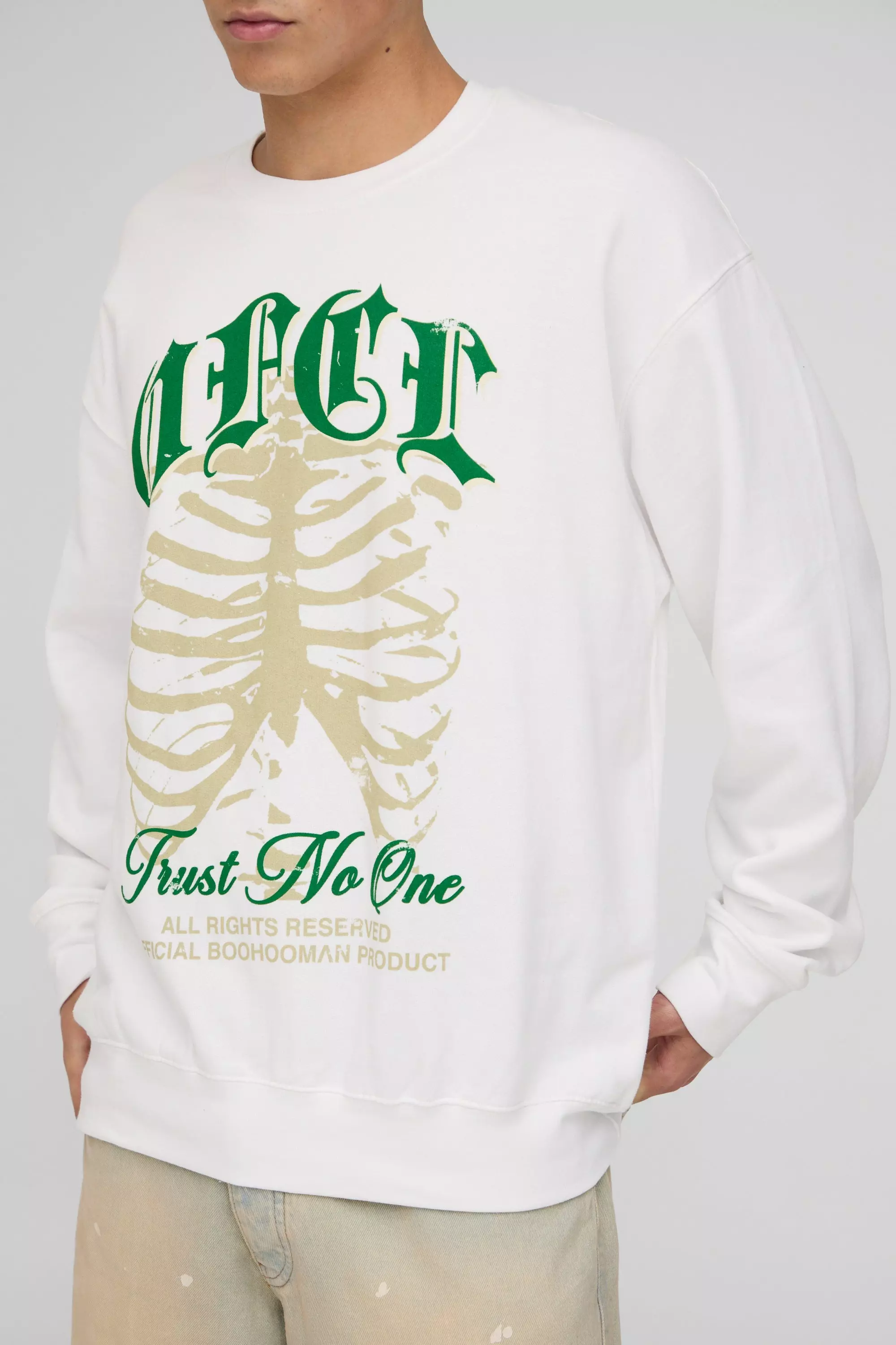 Sweat oversize imprimé squelette - Ofcl, White autre image