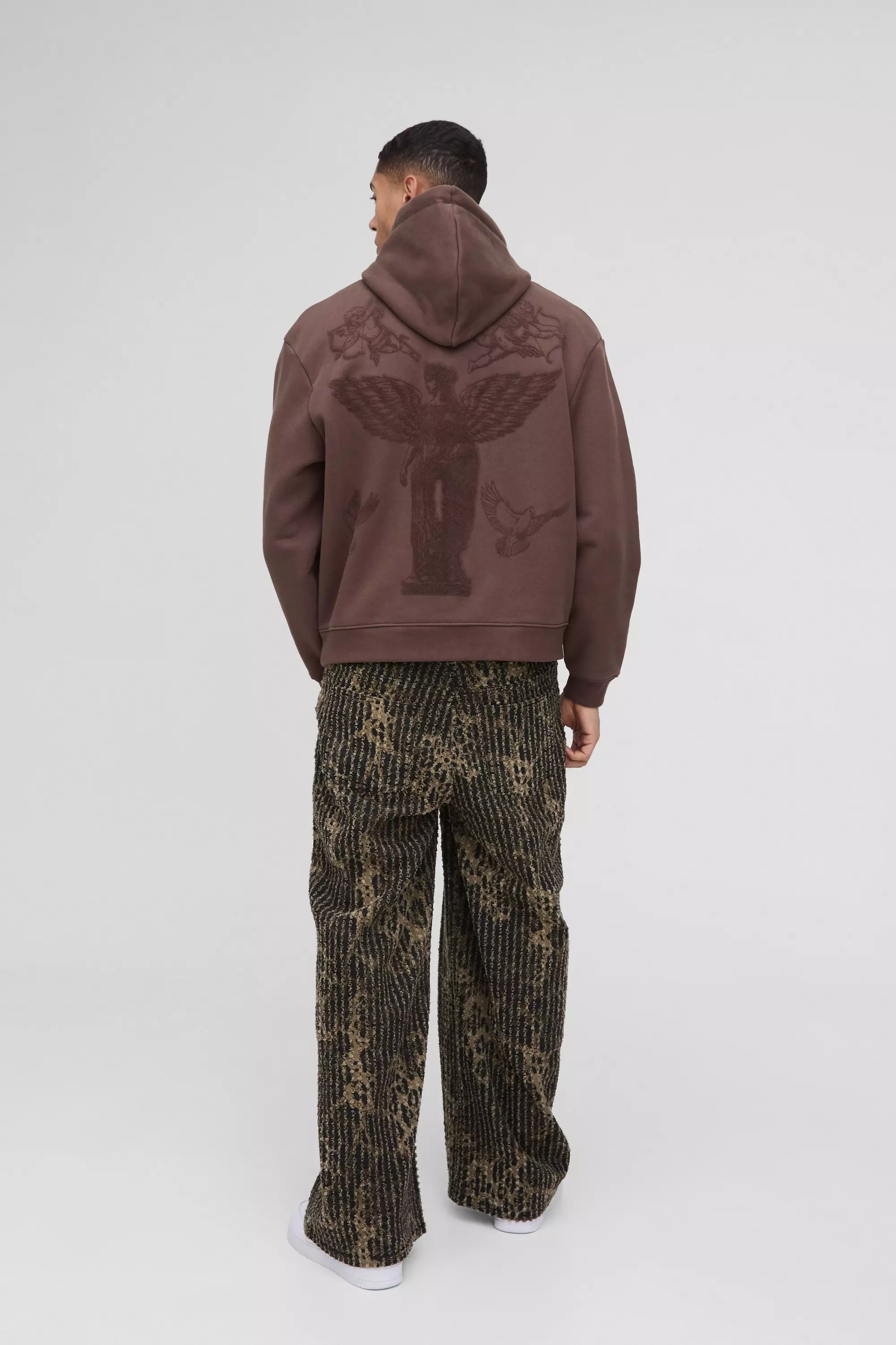Baggy Relaxed Fit Textured Leopard Pants | boohooMAN USA